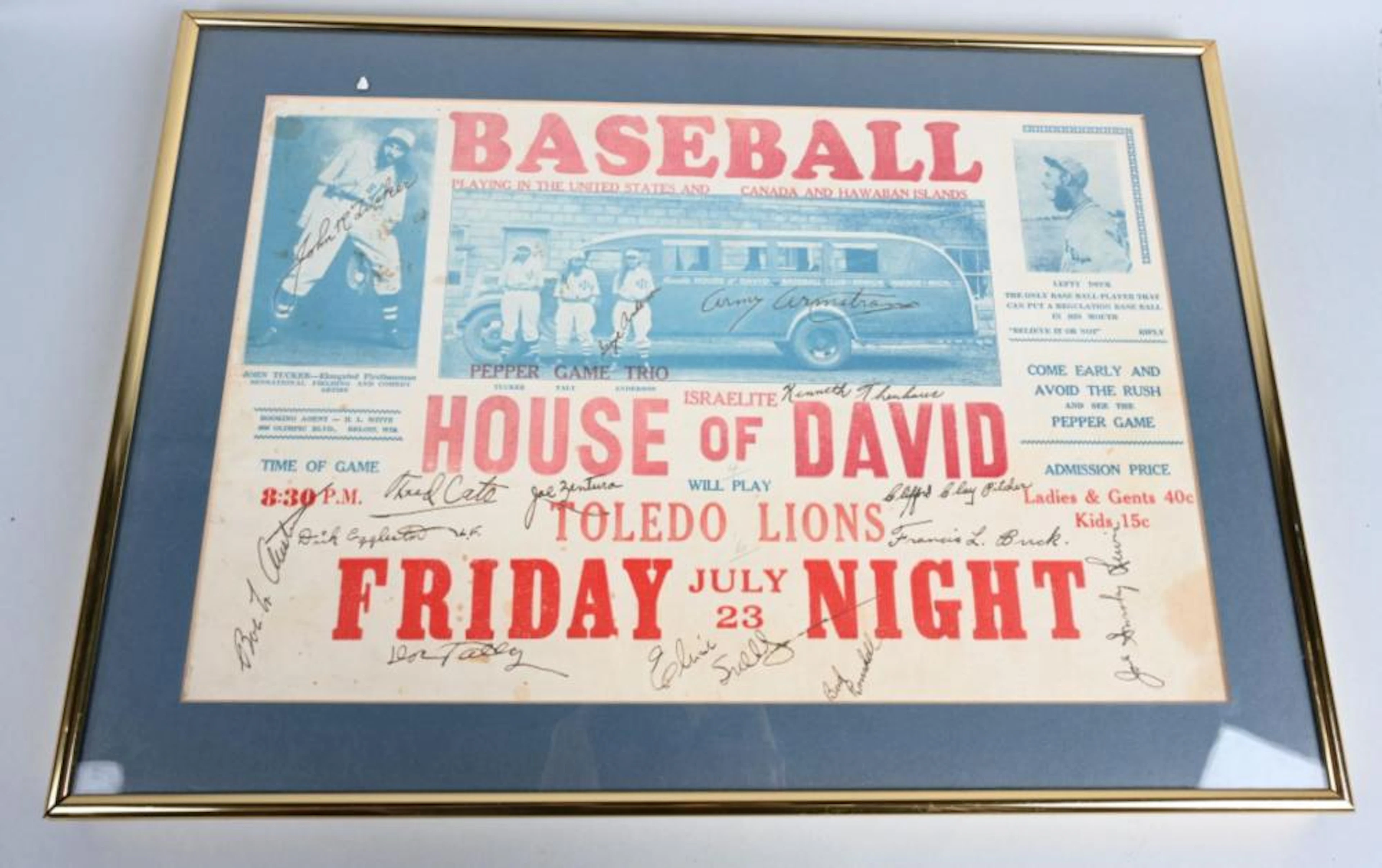 AUTOGRAPHED HOUSE OF DAVID BROADSIDE