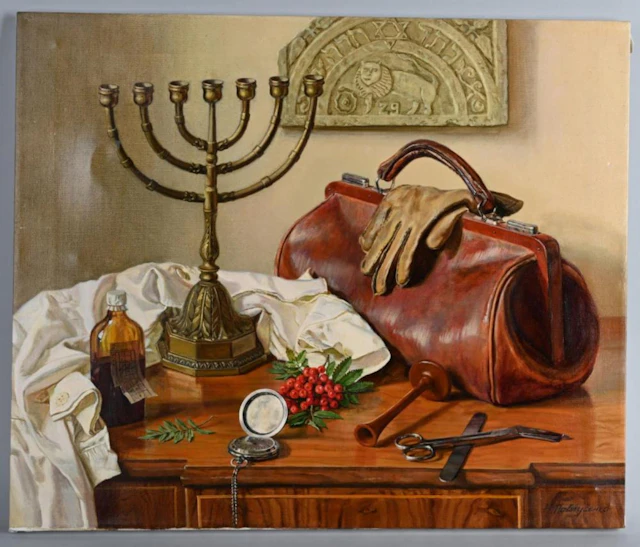 JEWISH MOHEL THEMED OIL PAINTING