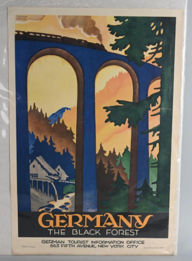 2- VINTAGE GERMAN ART DECO TRAVEL POSTERS