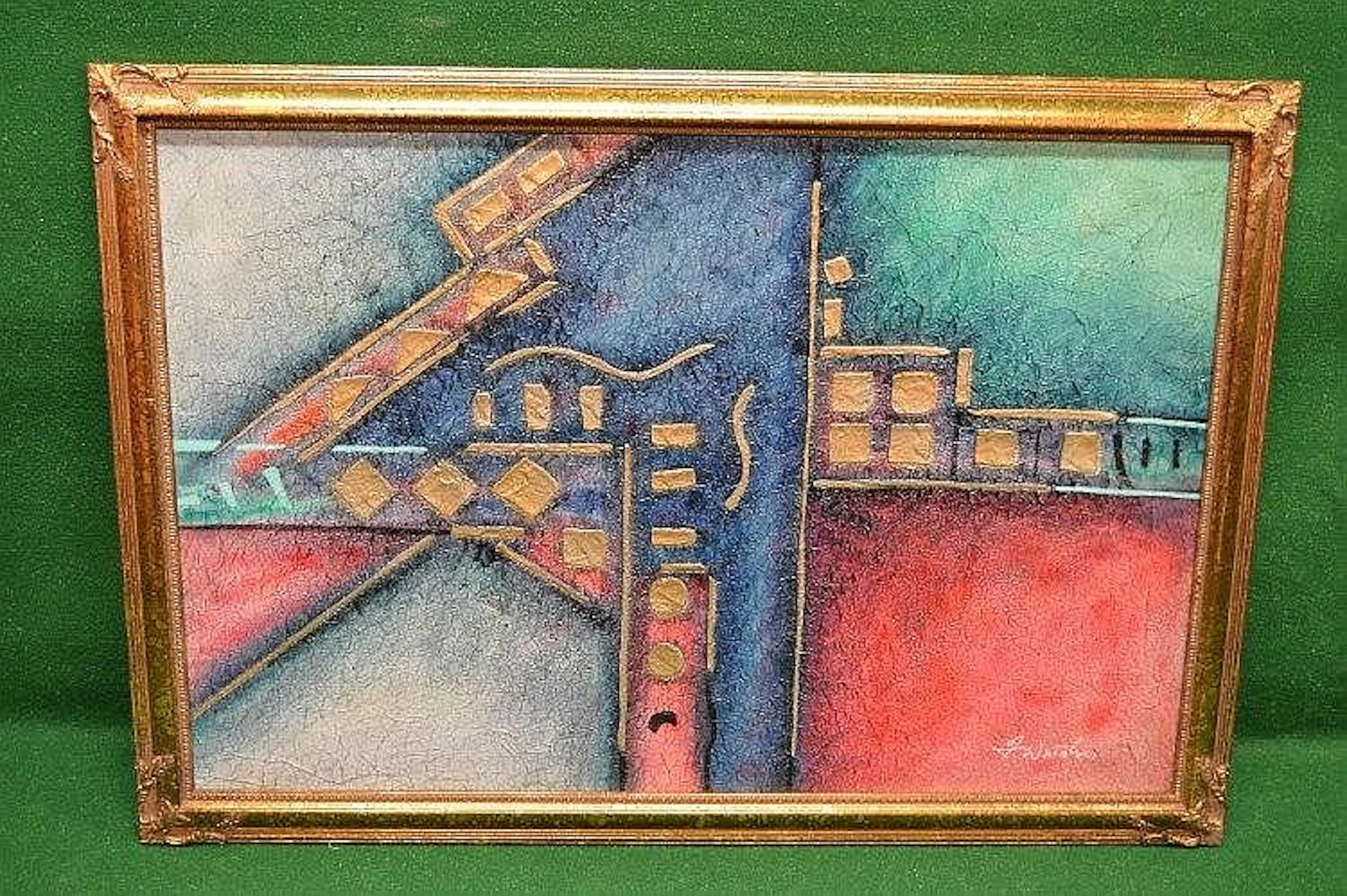 20th century abstract picture signed bottom right...