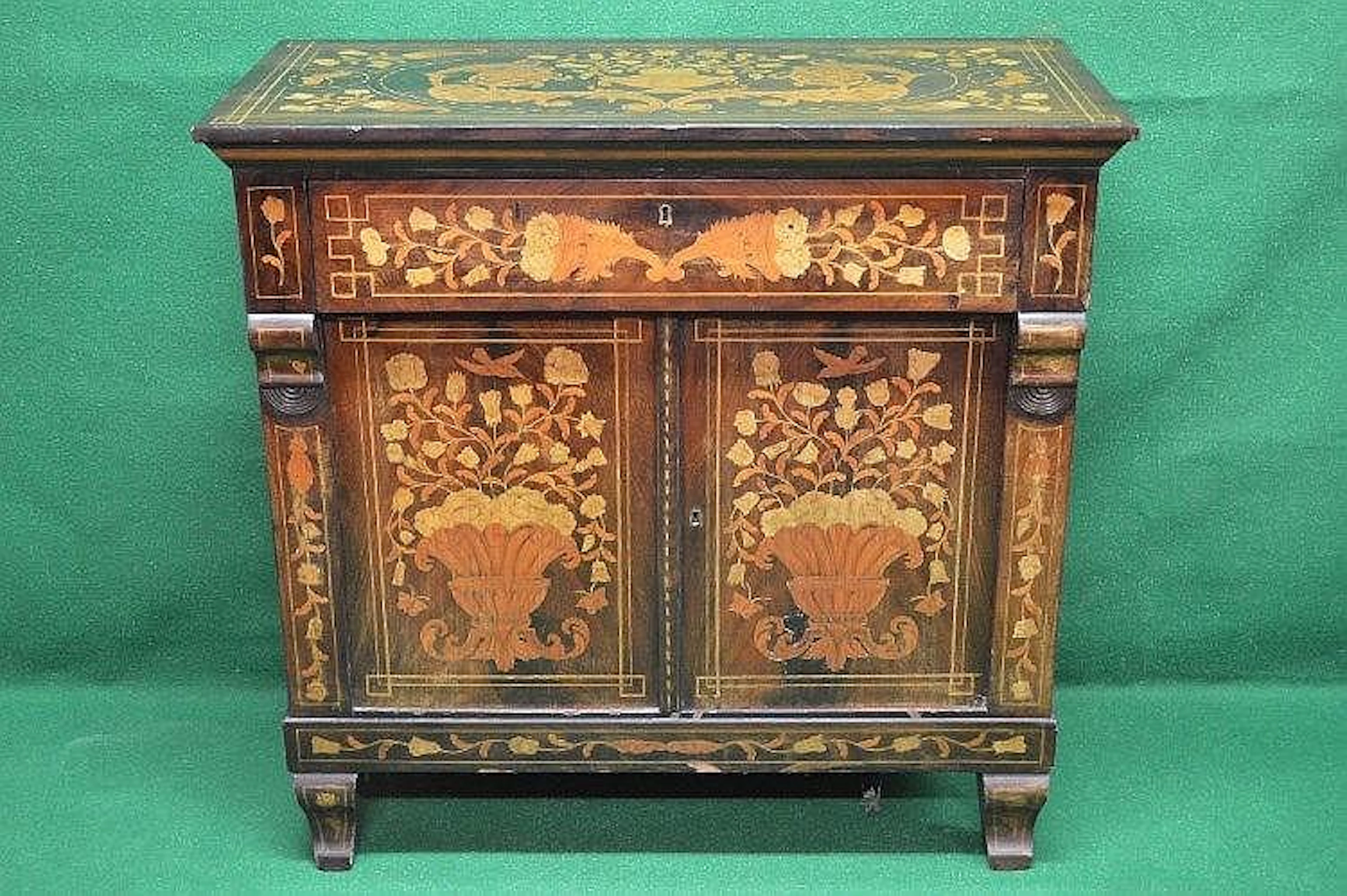 Mahogany marquetry inlaid side cabinet decorated with...