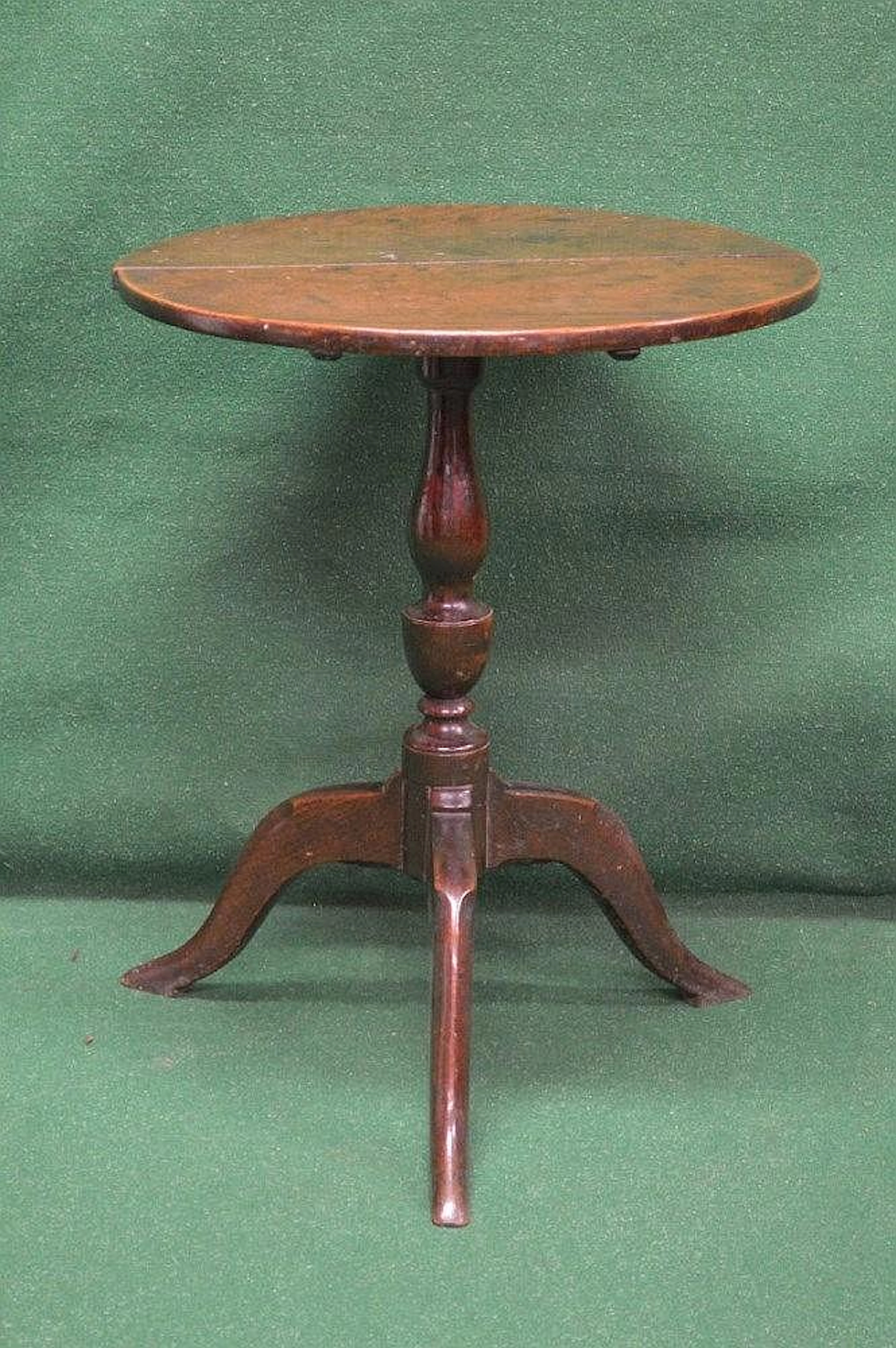 Oak circular tripod occasional table having turned column...