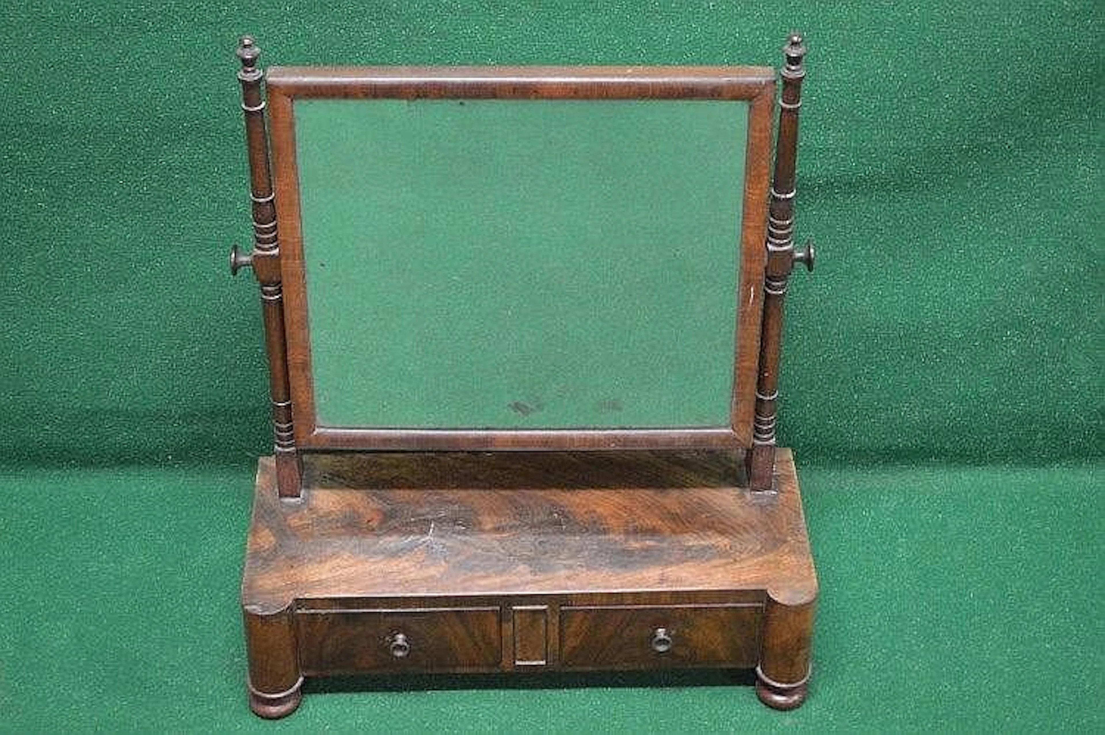 Mahogany box base swing mirror having two drawers in base...