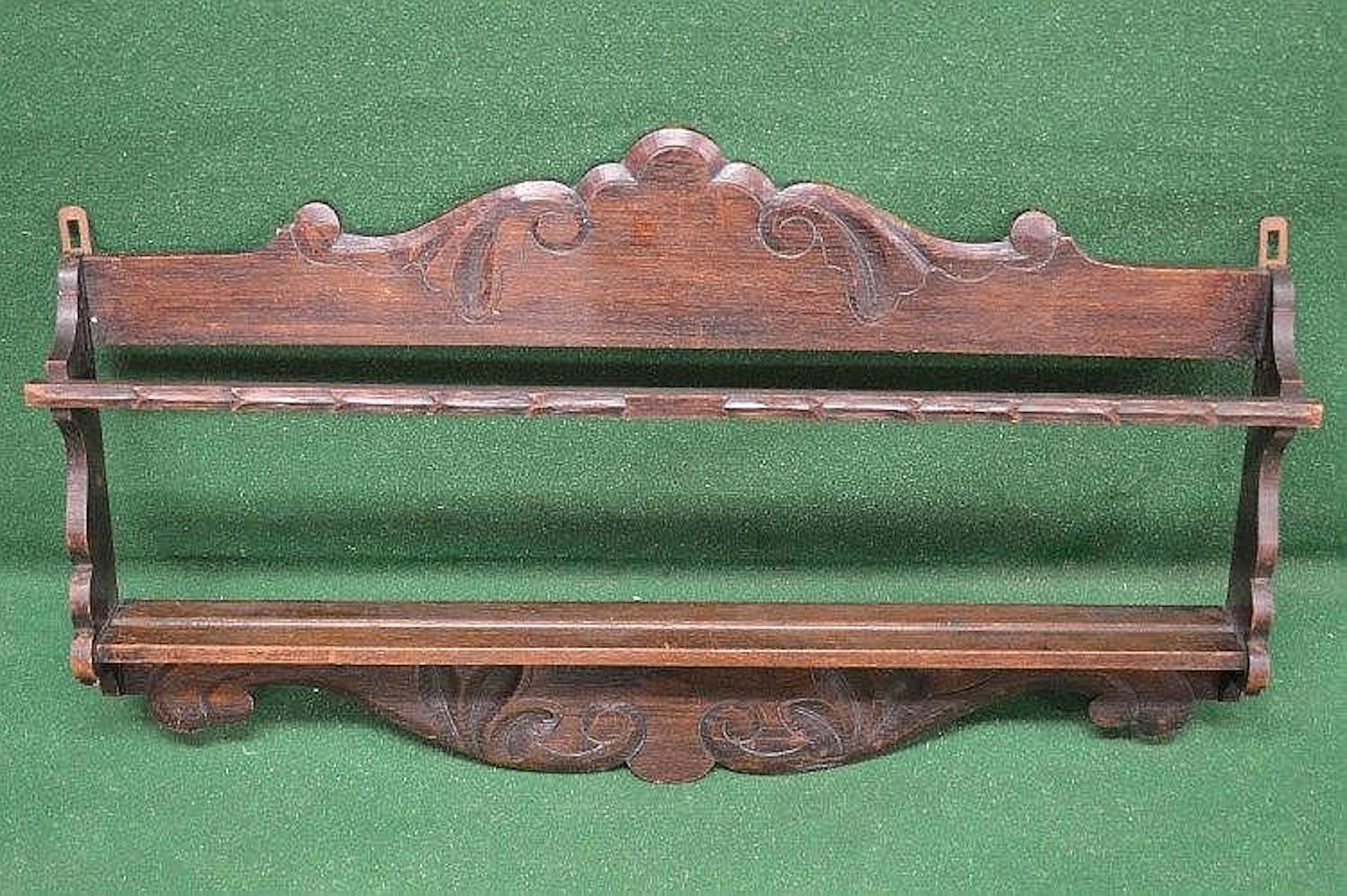 Oak carved wall shelf - 32'' wide
