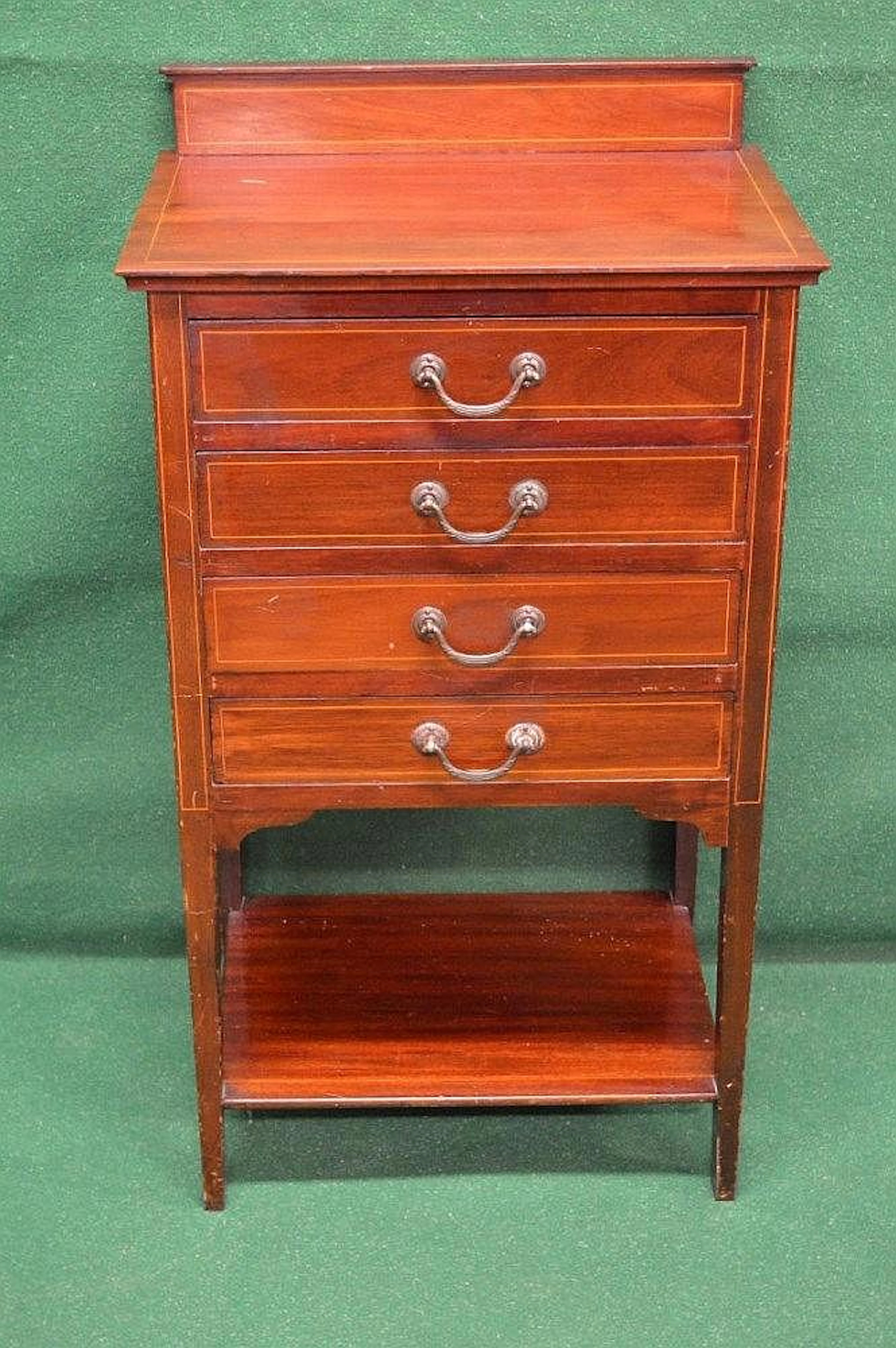 Edwardian mahogany music cabinet with string inlaid borders