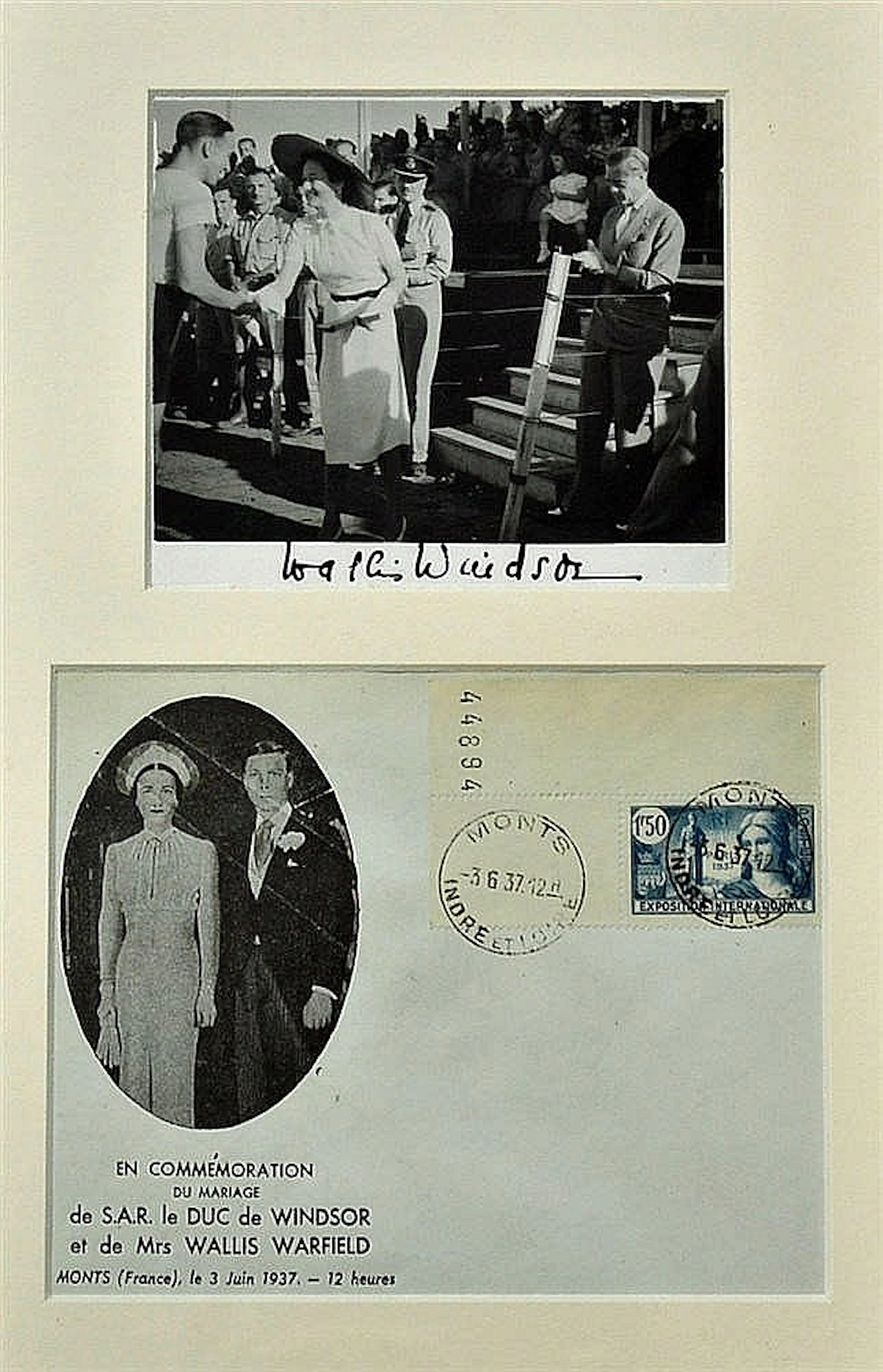 Autographed Photograph Mrs Wallis Simpson: Autographed photograph of Edward
