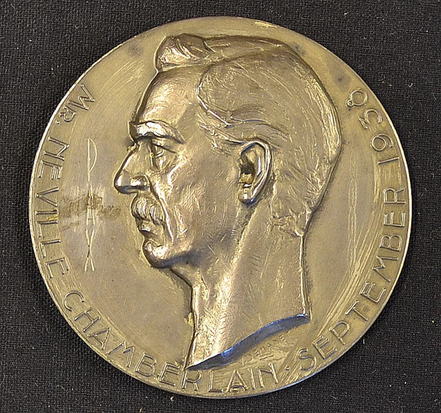 Neville Chamberlain 1938 Plated Medal ?Peace in Ou