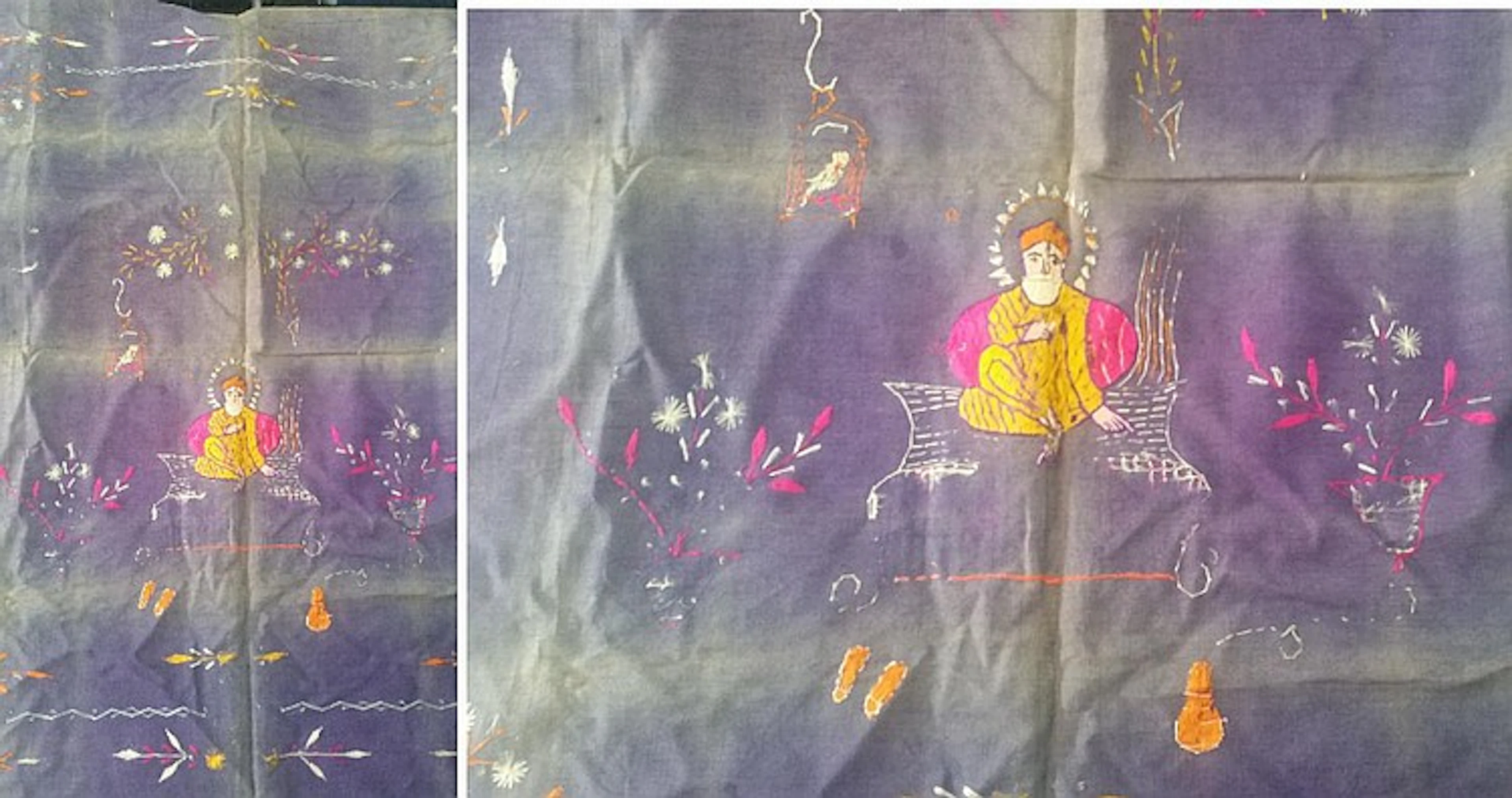 Guru Nanak Embroidery textile - A large oriental textile...