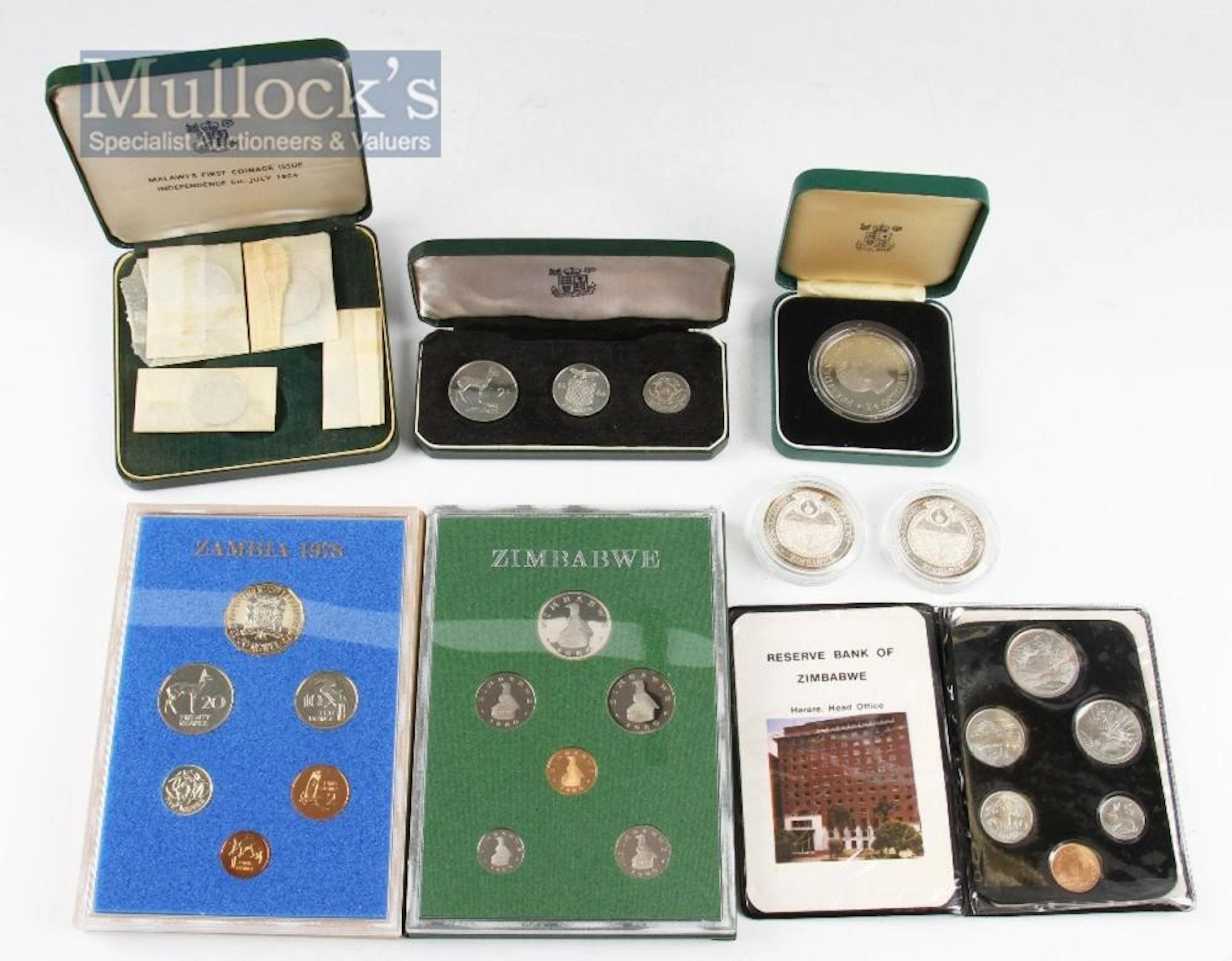 Collection of Zambia, Zimbabwe, Malawi coins to consist of Proof sets Zambi