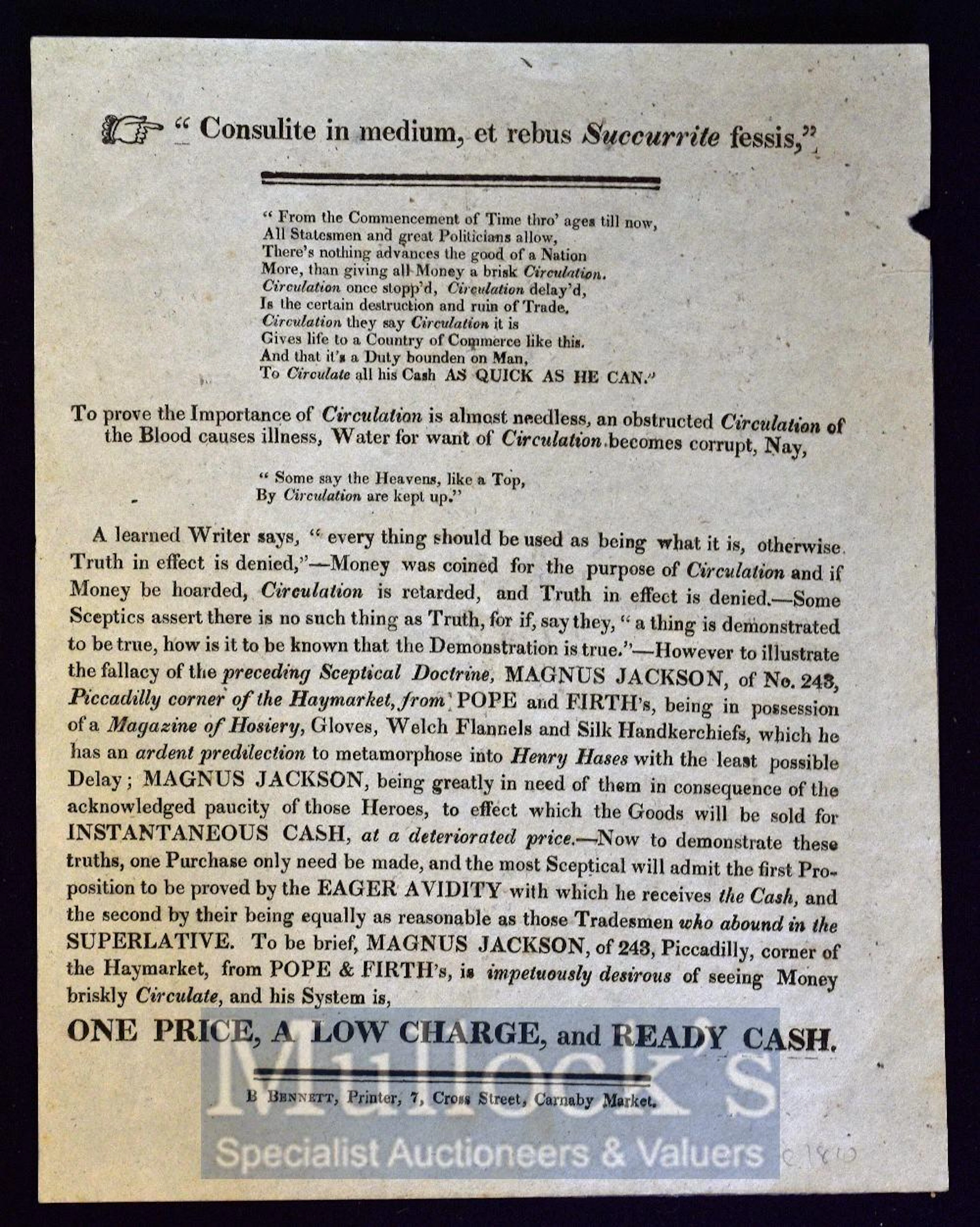 C.1830 Broadside ? Magnus Jackson ?Consulite in medium
