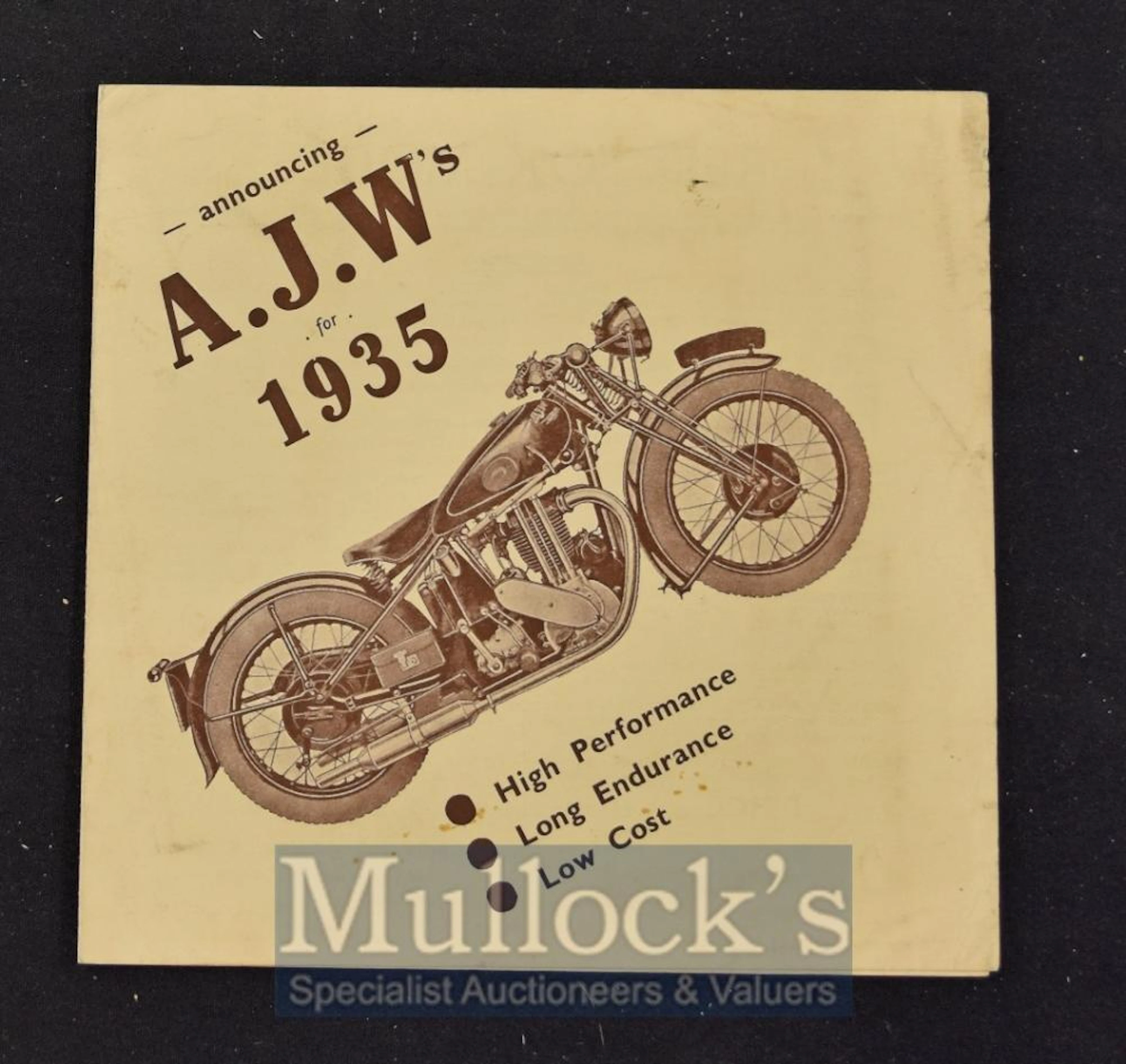 A.J.W. Motor Cycles 1935 Sales Catalogue A period 4 page Sales Catalogue