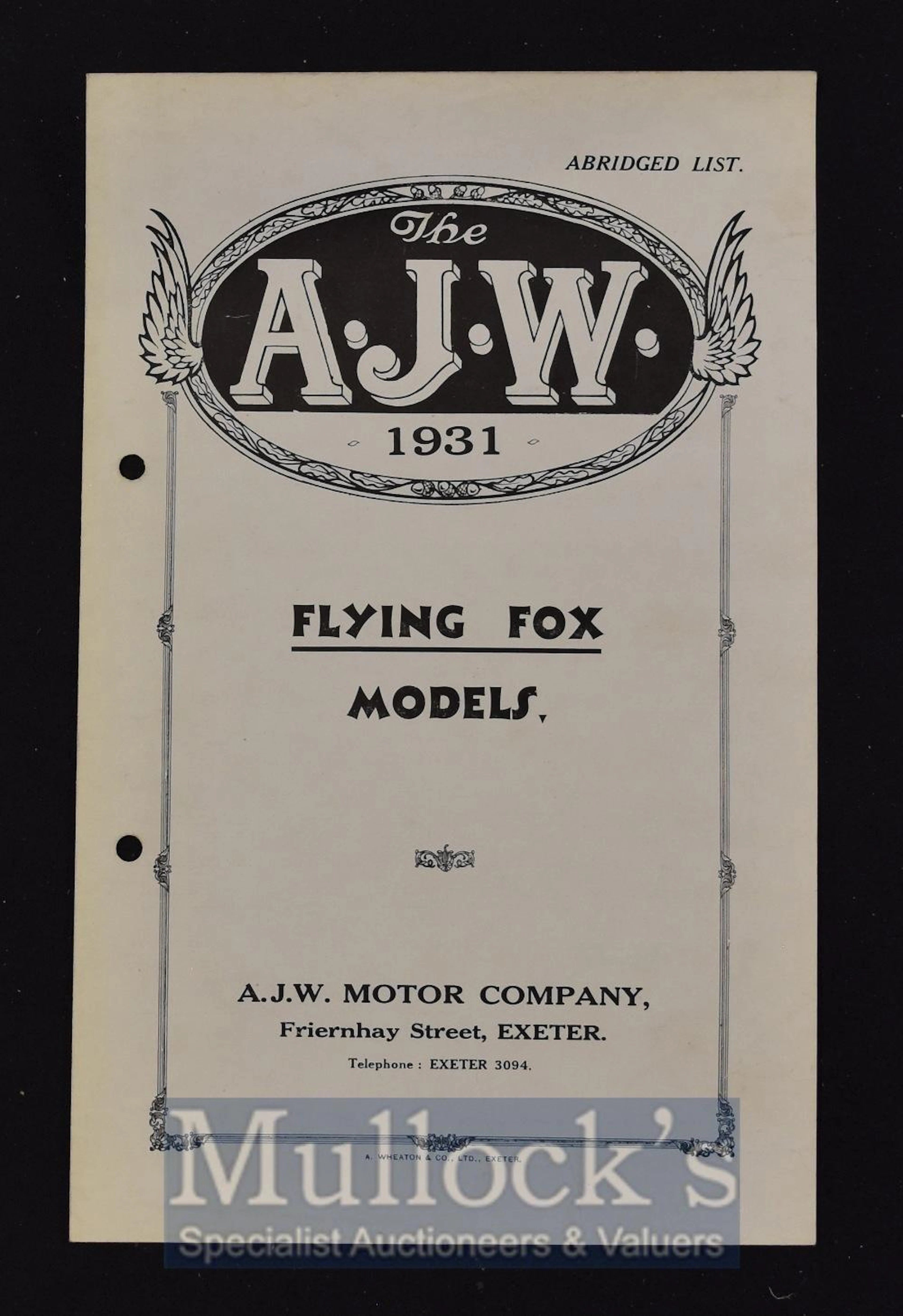 A.J.W. Motor Cycles 1931 Sales Catalogue A period 4 page Sales Catalogue