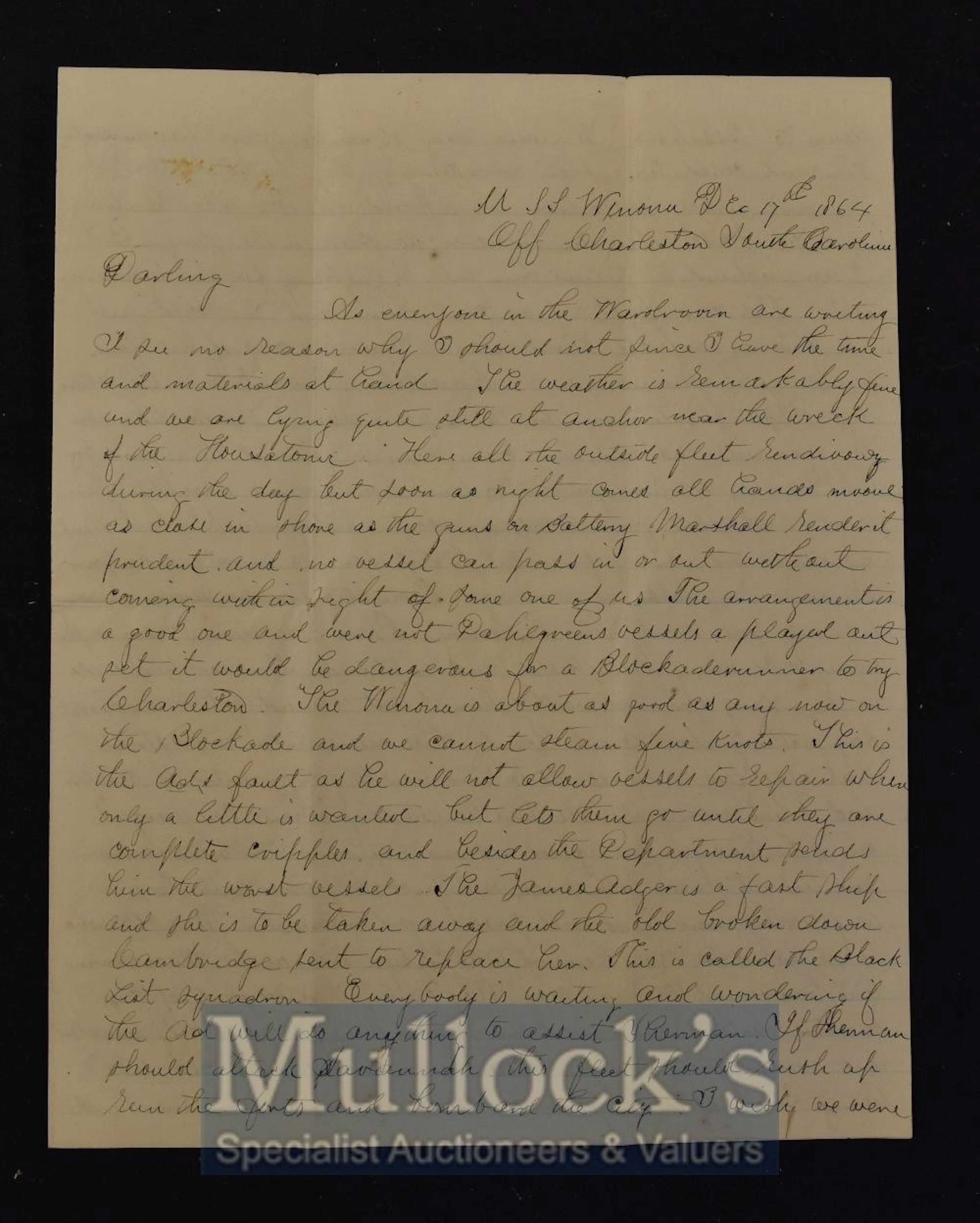 Very Interesting Civil War Letter By A Union Naval...