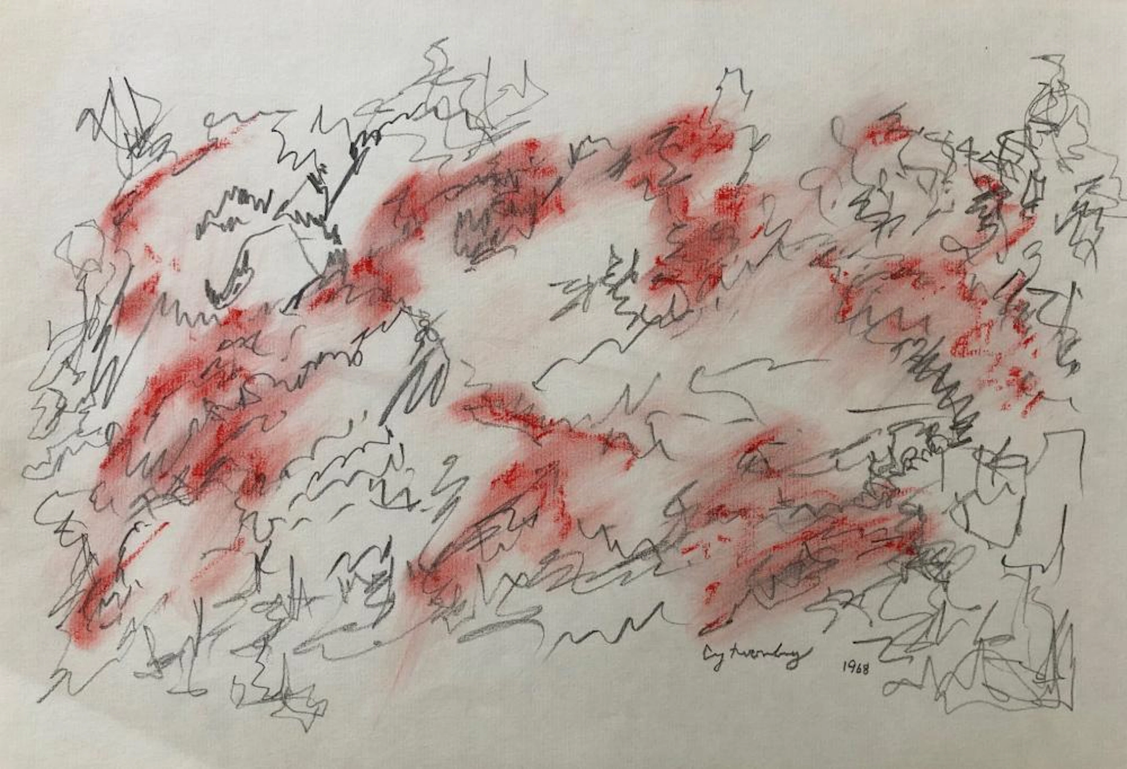 CY TWOMBLY 1928-2011 [ATTRIBUTED] UNTITLED STUDIO DRAWING ON PAPER 1968