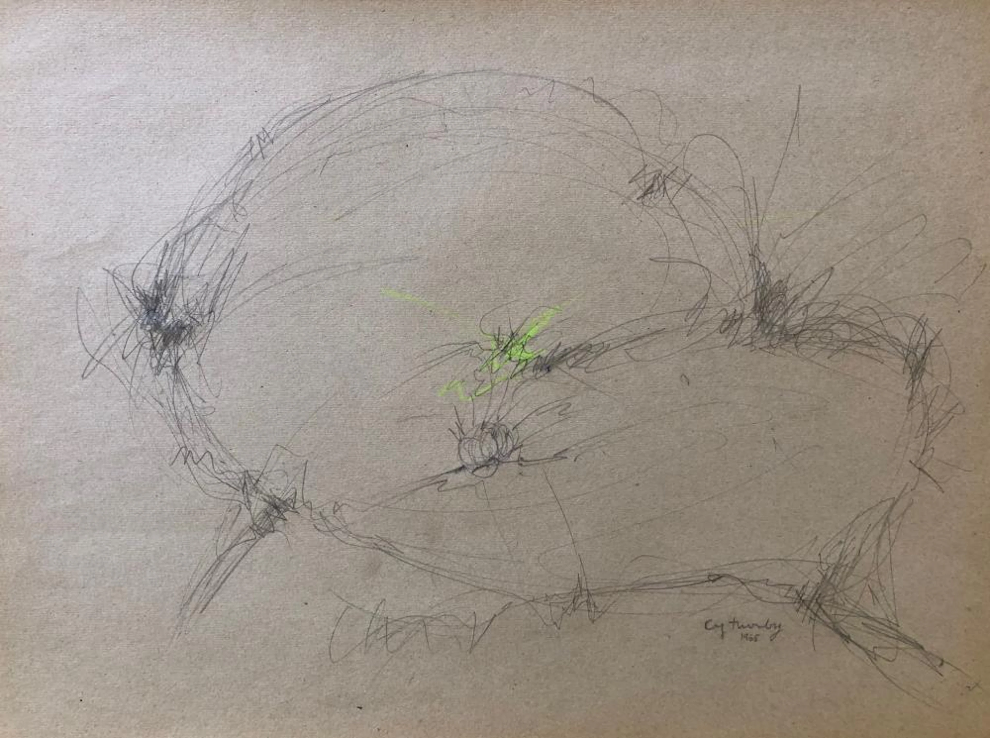 CY TWOMBLY 1928-2011 [ATTRIBUTED] UNTITLED STUDIO DRAWING ON BROWN PAPER 1965