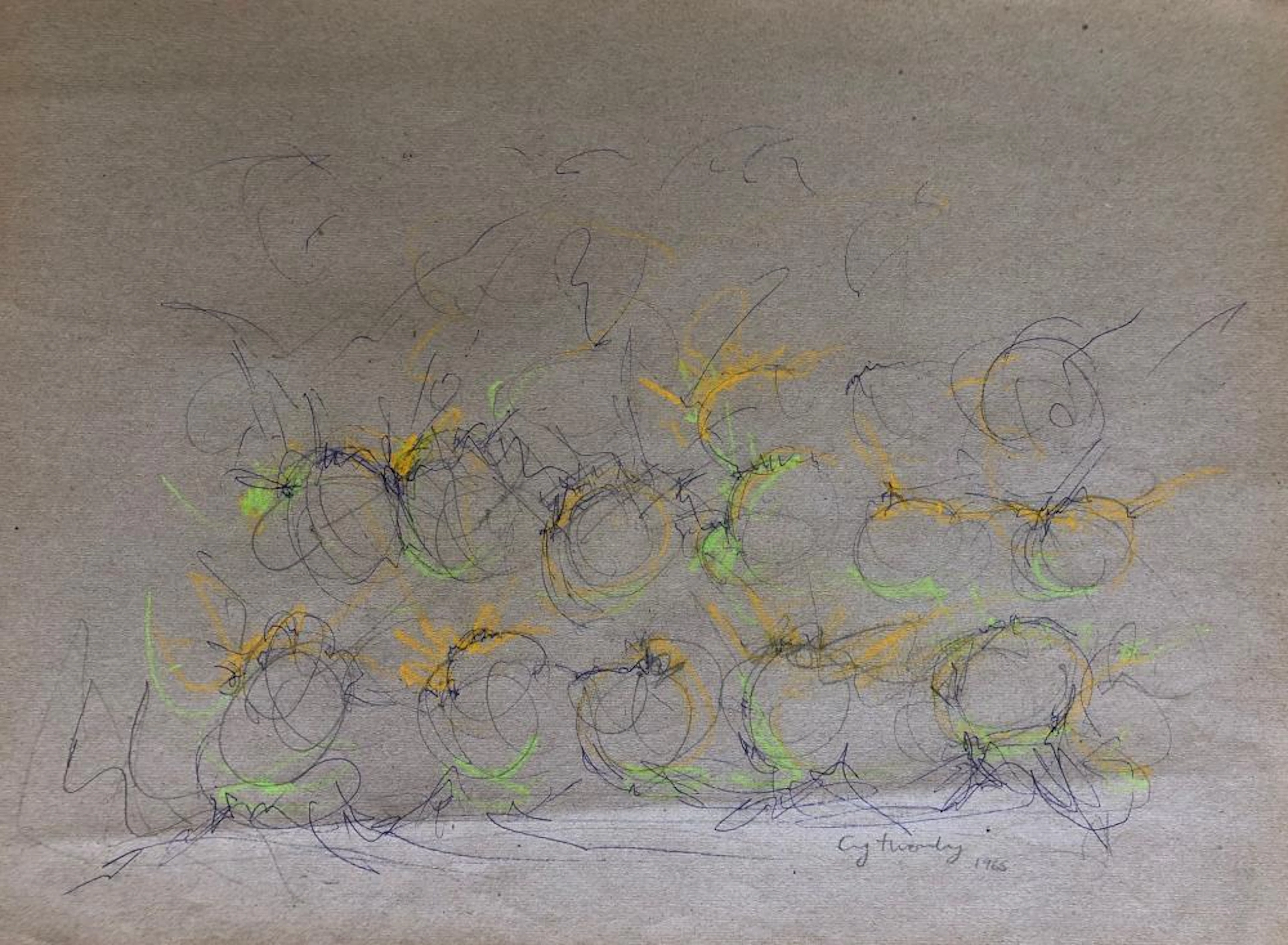 CY TWOMBLY 1928-2011 [ATTRIBUTED] UNTITLED STUDIO DRAWING ON BROWN PAPER 1965