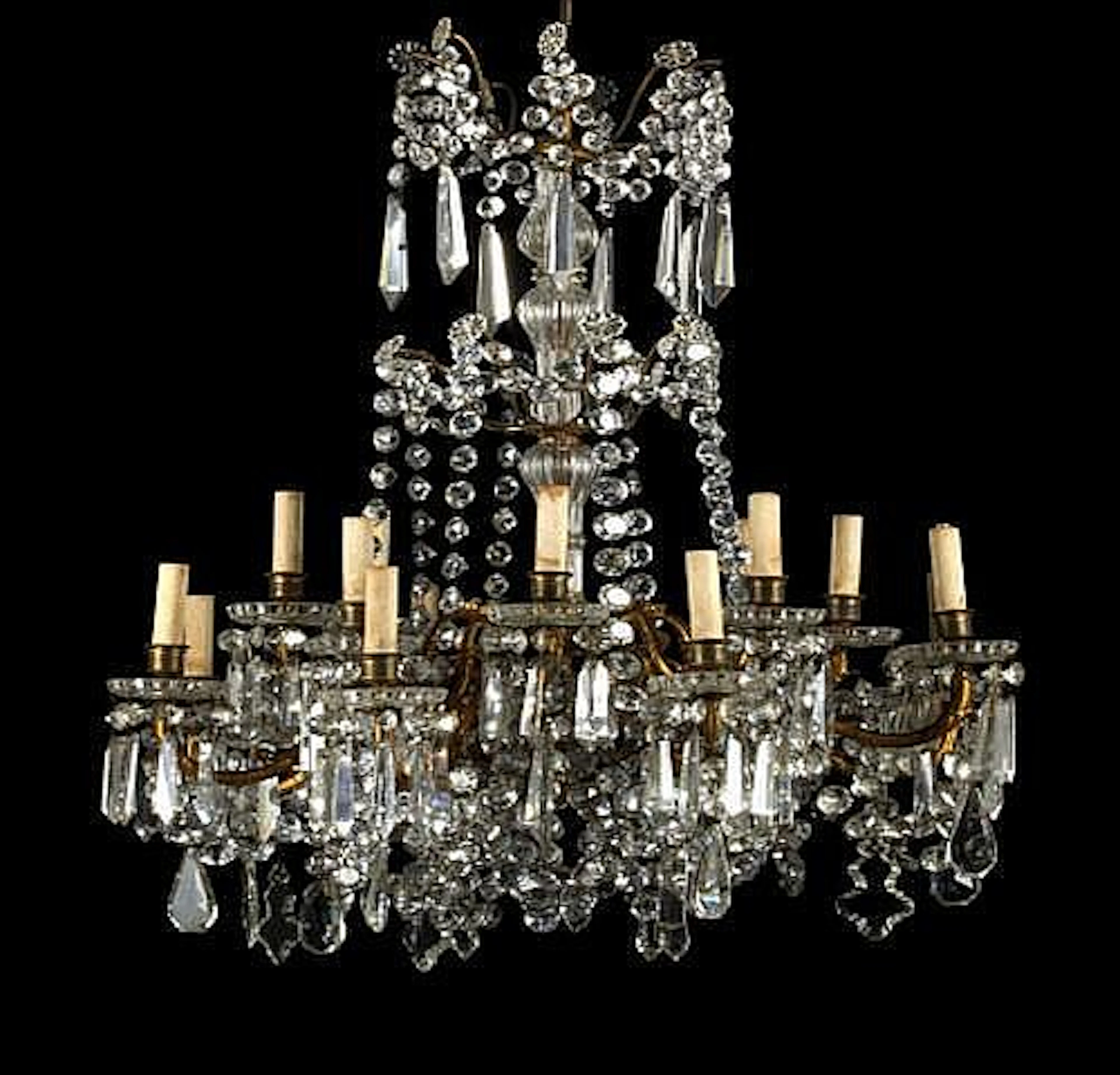 Northern European Gilt-Brass and Cut Glass Tiered
