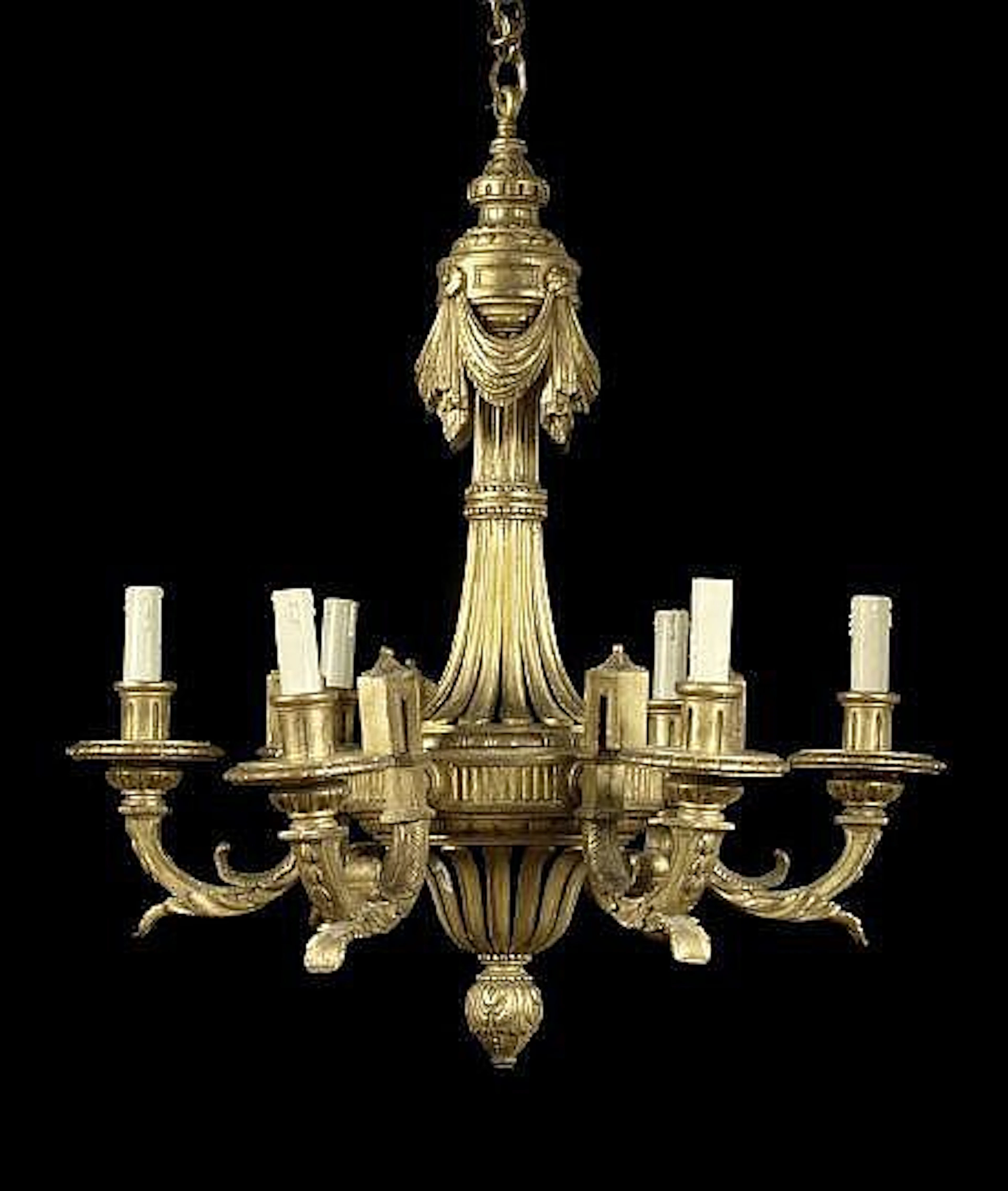 Good Scandinavian Carved Giltwood Six-Light