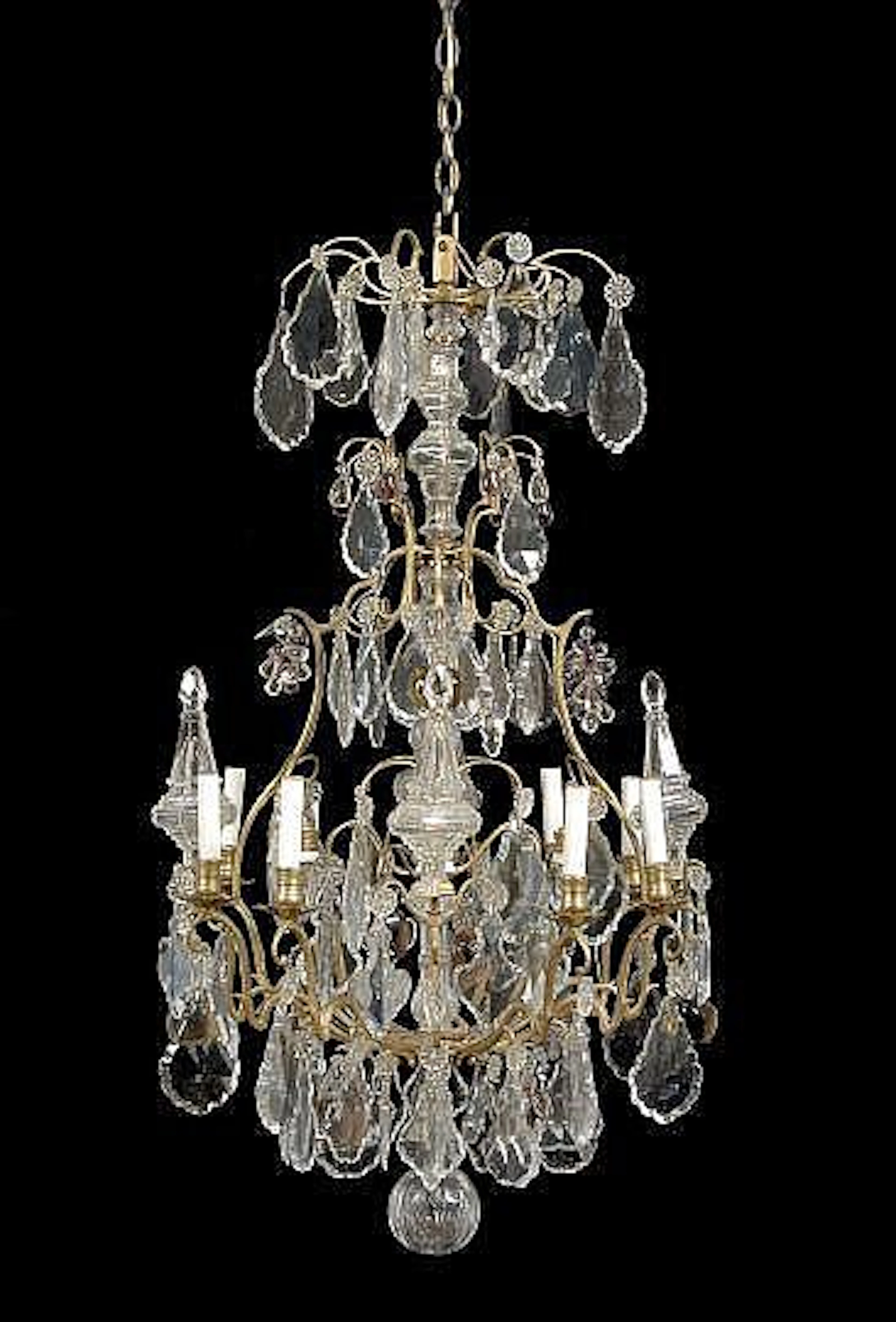Large and Luxe French Brass and Cut Glass