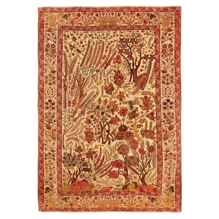 Semi-Antique Silk Sarouk Carpet