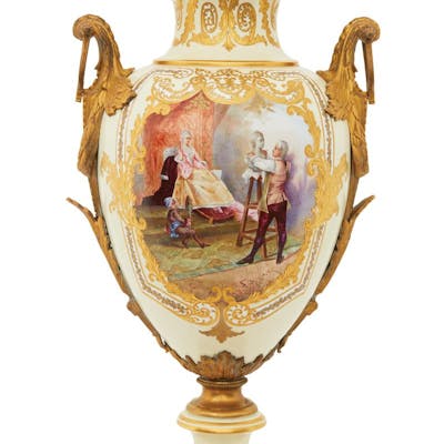 French Bronze-Mounted Porcelain Revolving Urn