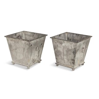 Pair of Strap and Ring Zinc Planters