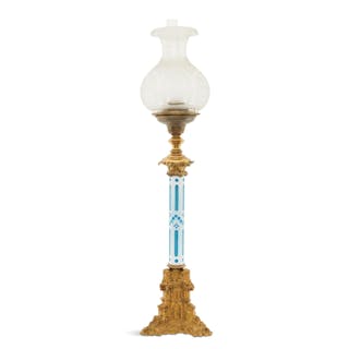 Rare Cornelius Cased Glass and Brass Solar Lamp