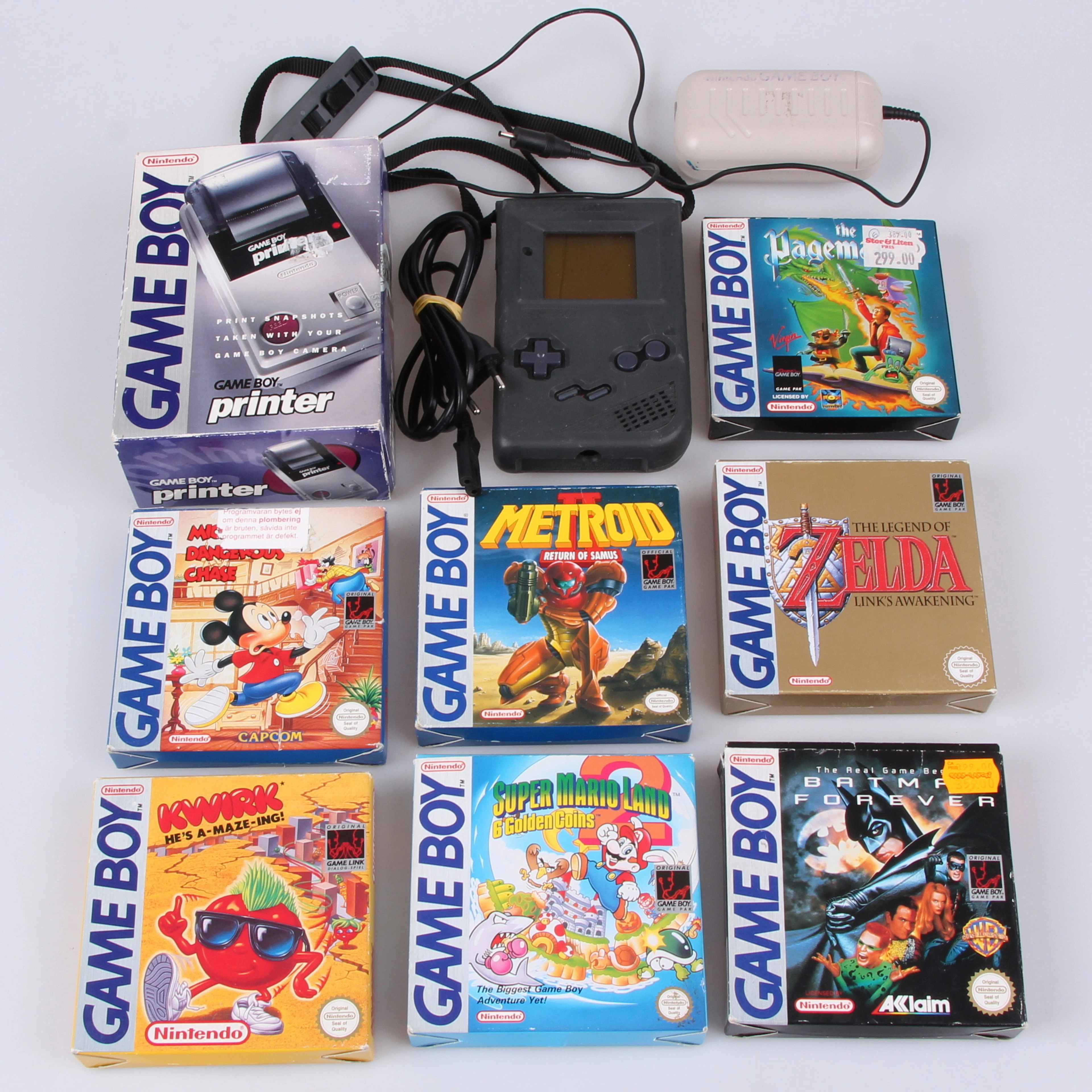 SPELKONSOL, spel och tillbehör, 10 delar, Gameboy, Nintento.