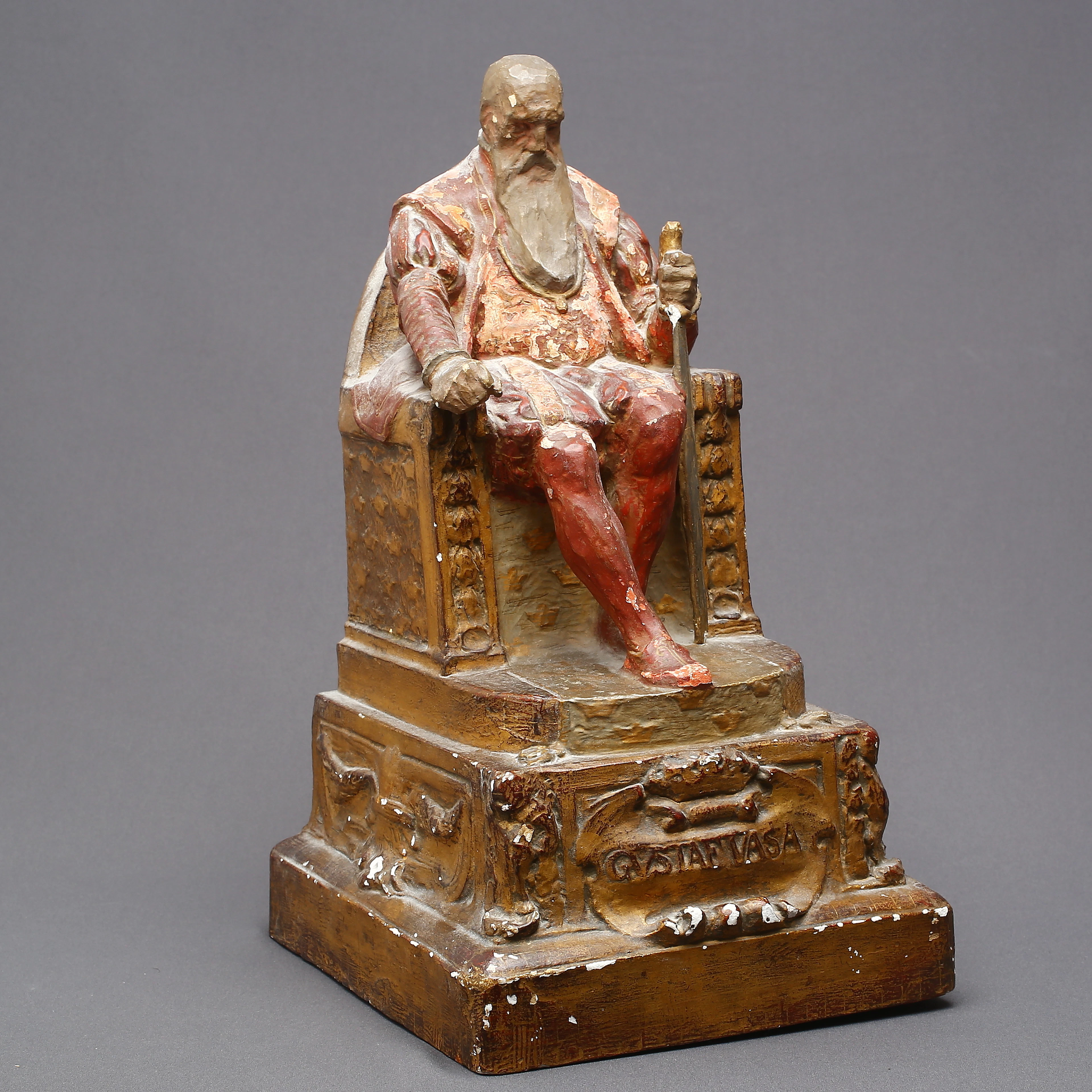 CARL MILLES. Efter. Gustav Vasa, bemålad gips, 1900-tal.