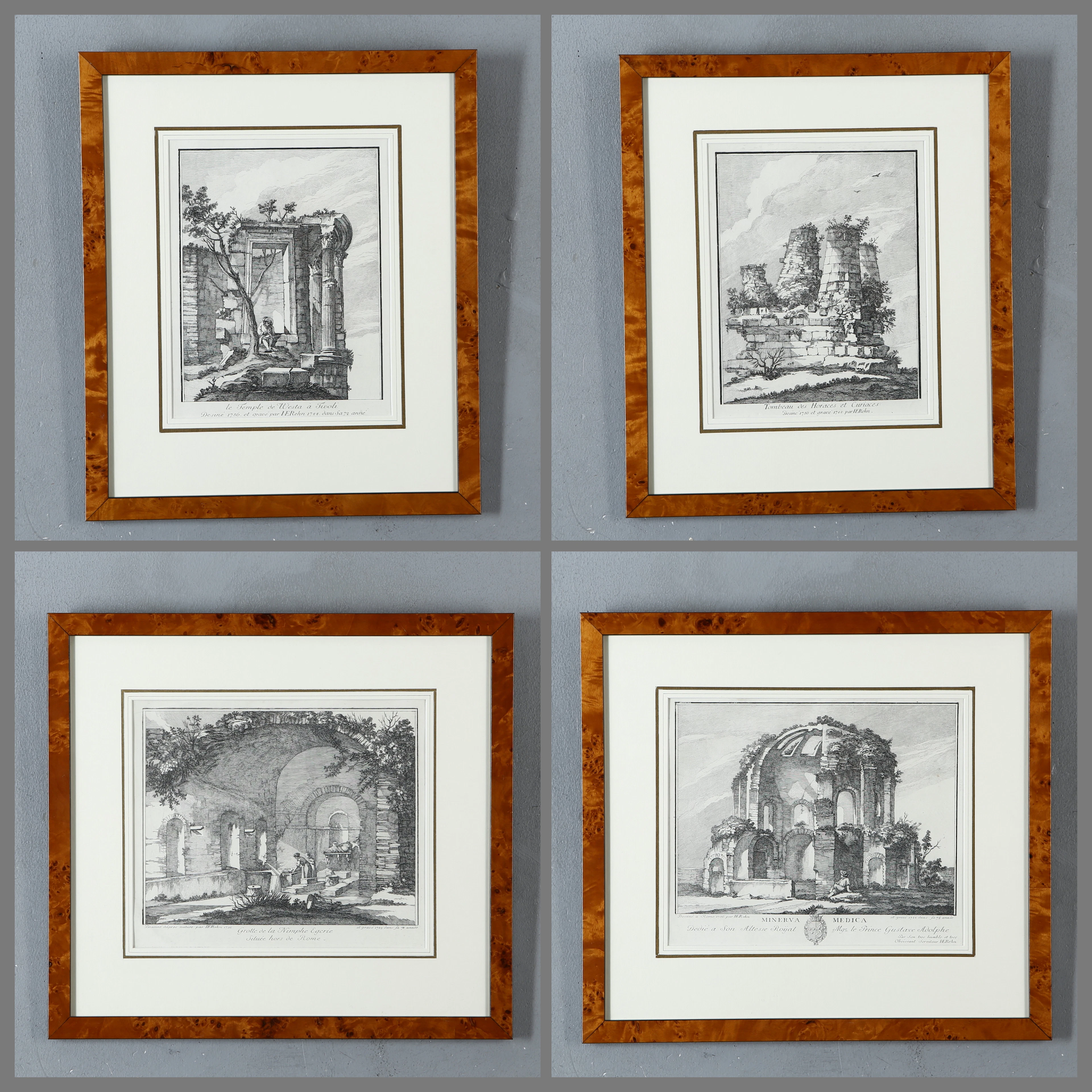 GRAFISKA BLAD, 4 st, romerska ruiner, senare avdrag efter Jean Eric Rehn 1756/1788.