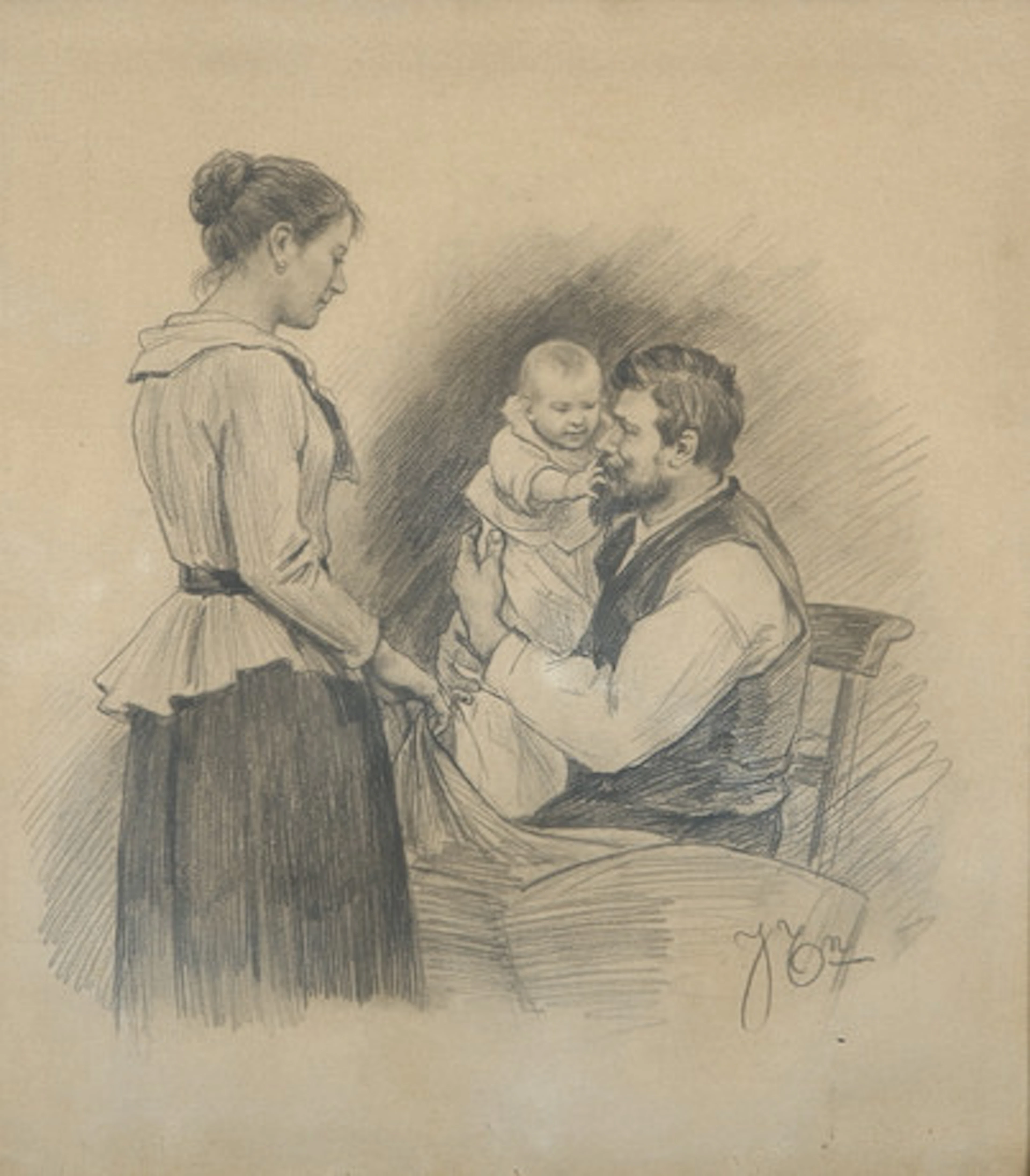 JOHAN TIRÉN. "I Kölden", blyertsteckning, …