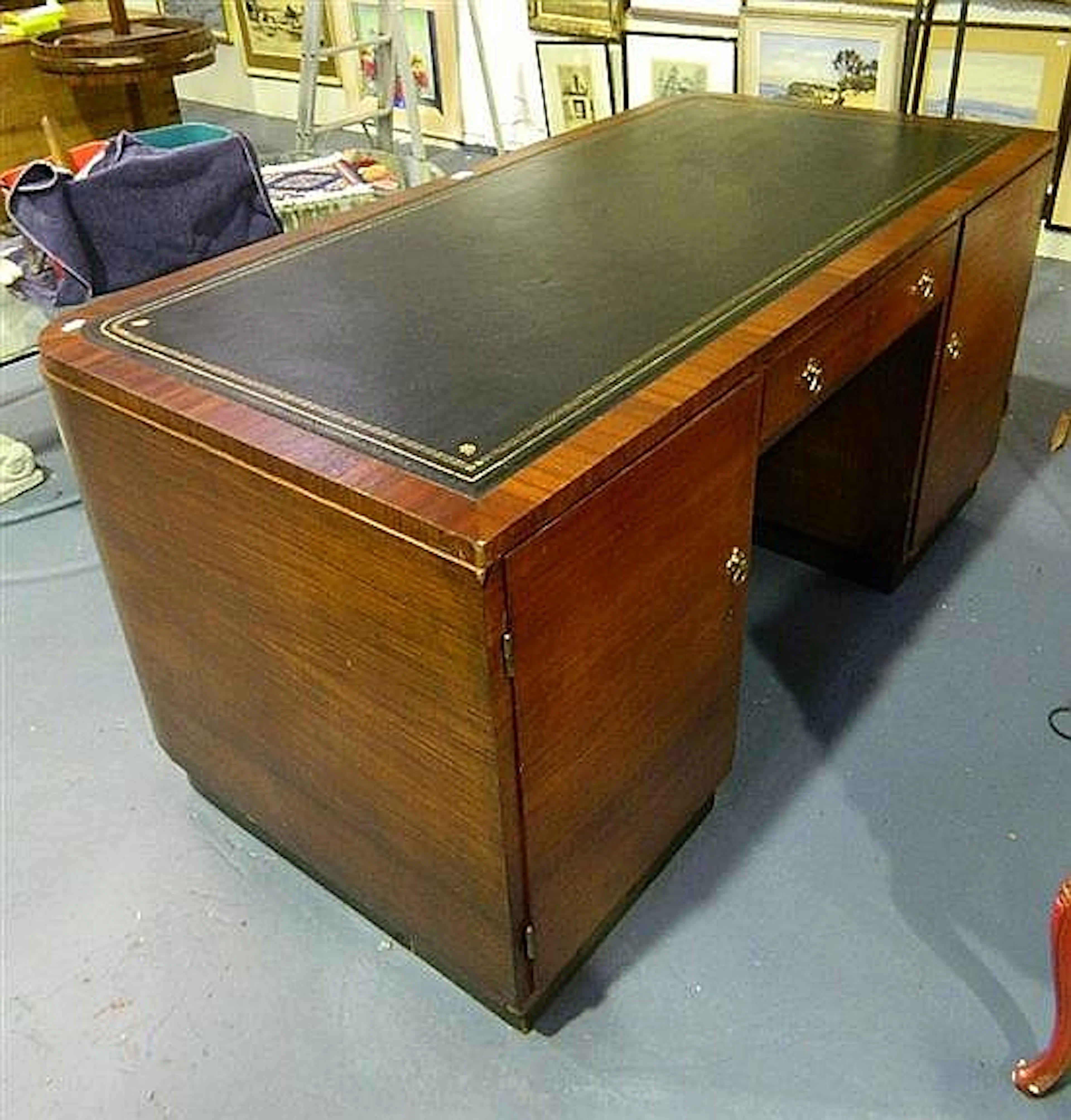 An art deco desk/display cabinet 161cm (w) x 81cm (d) x 76cm (h)