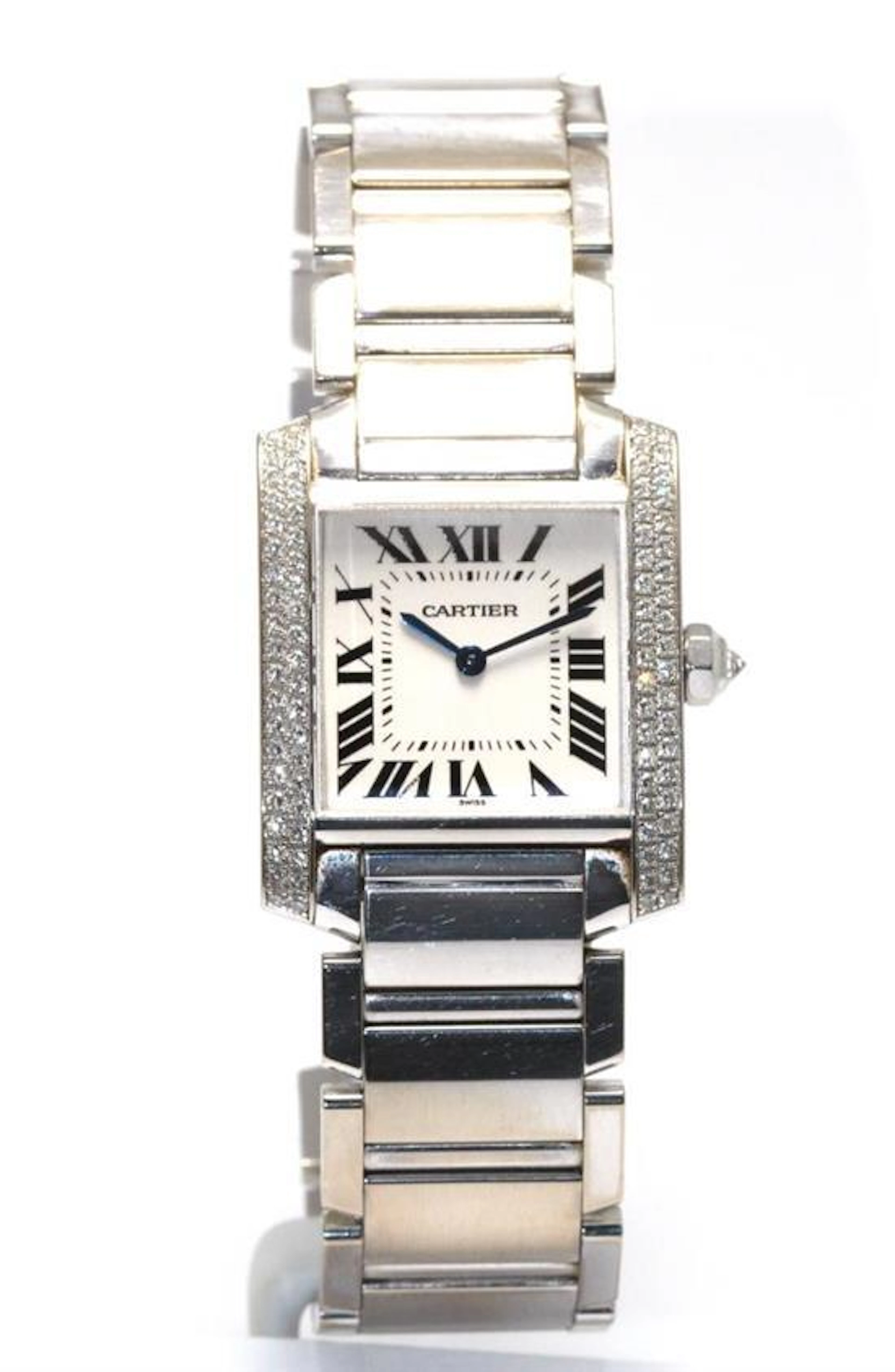 A Cartier Tank Francaise 18ct White Gold & Diamond Wrist Watch,