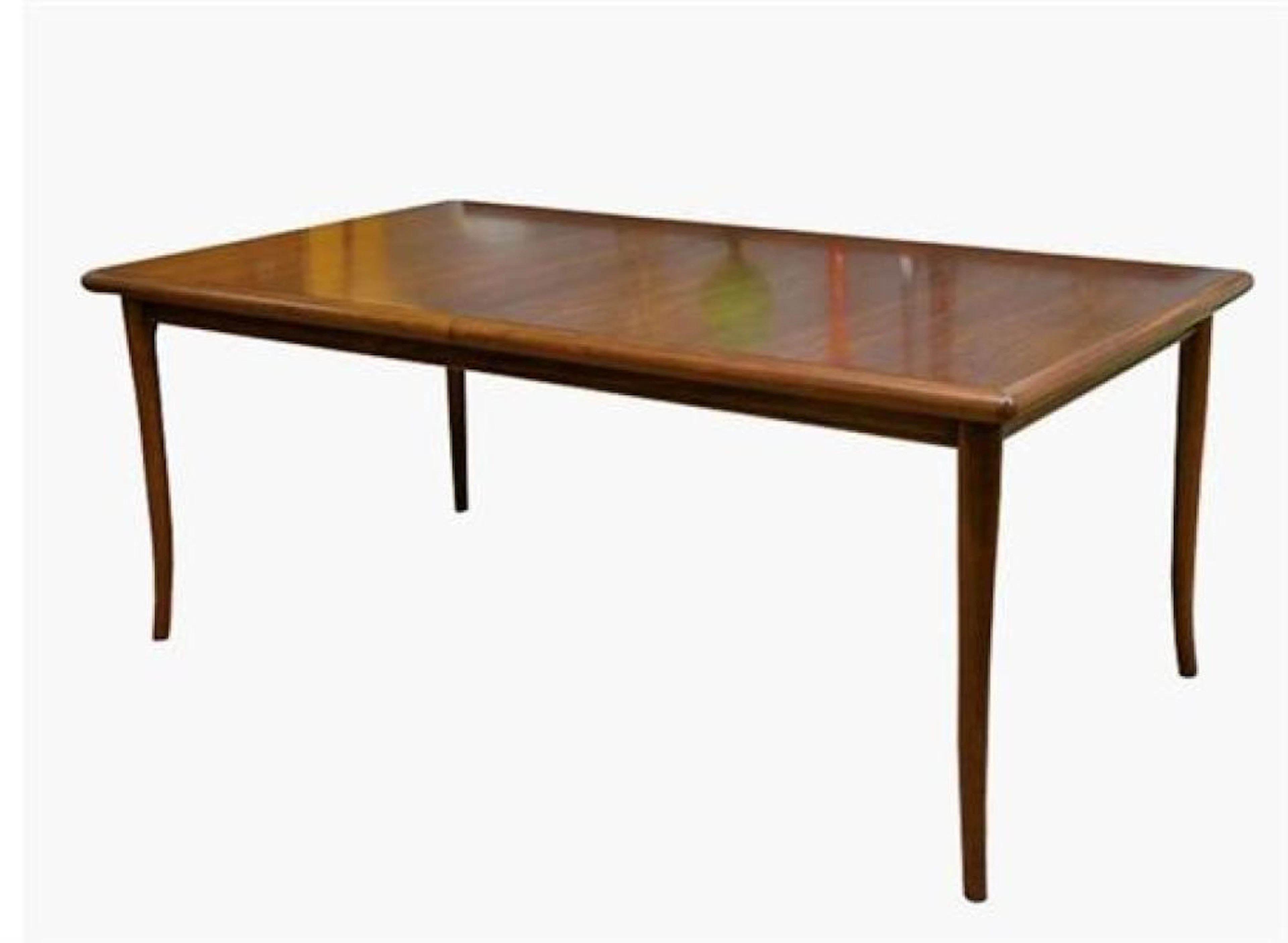 A TH Robsjohn-Gibbings Walnut Sabre Leg Dining Table, c.1958,