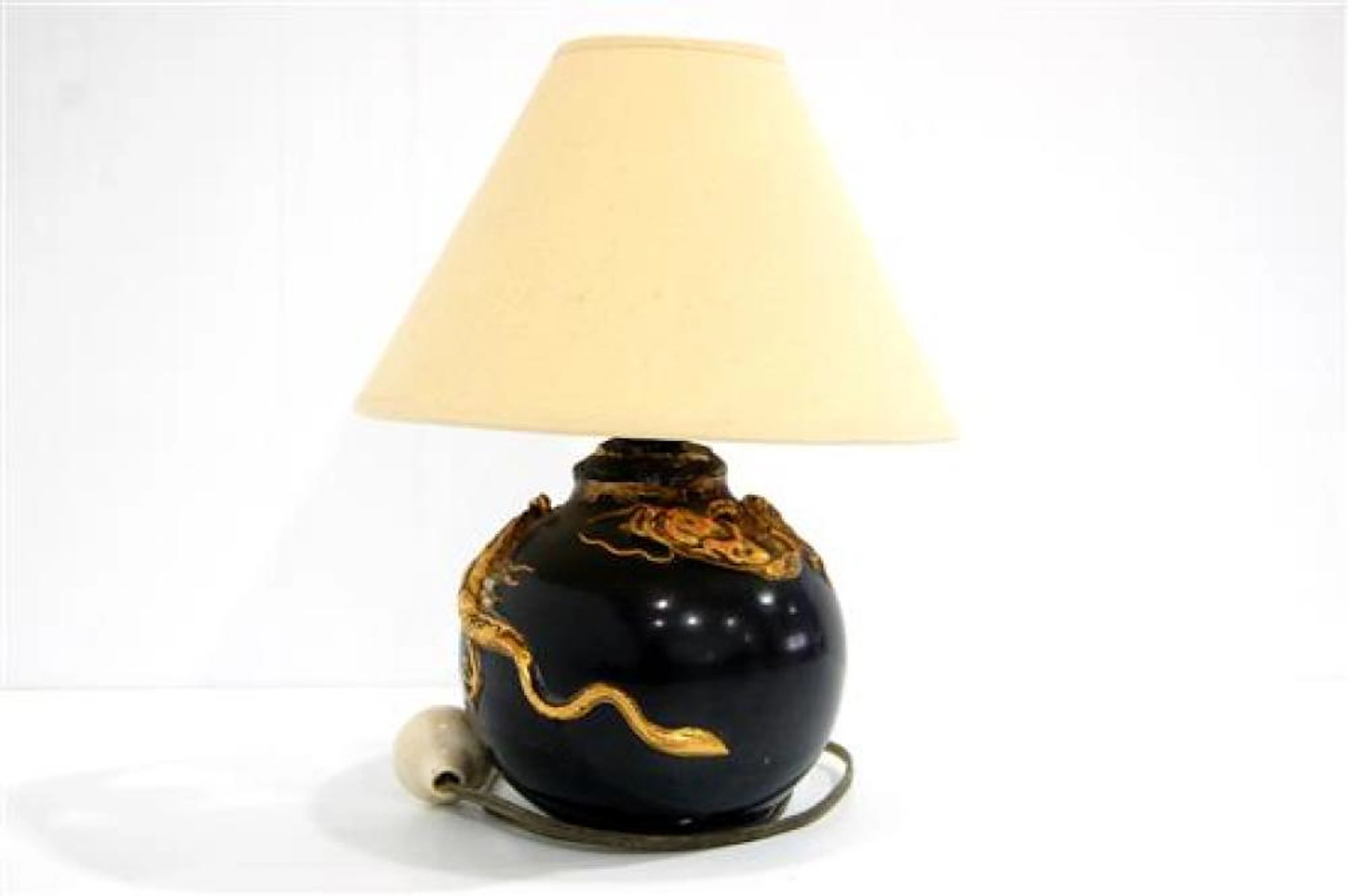 An Japanese Table Lamp, with Calligraphy to the Base, inscribed Made in Kyoto