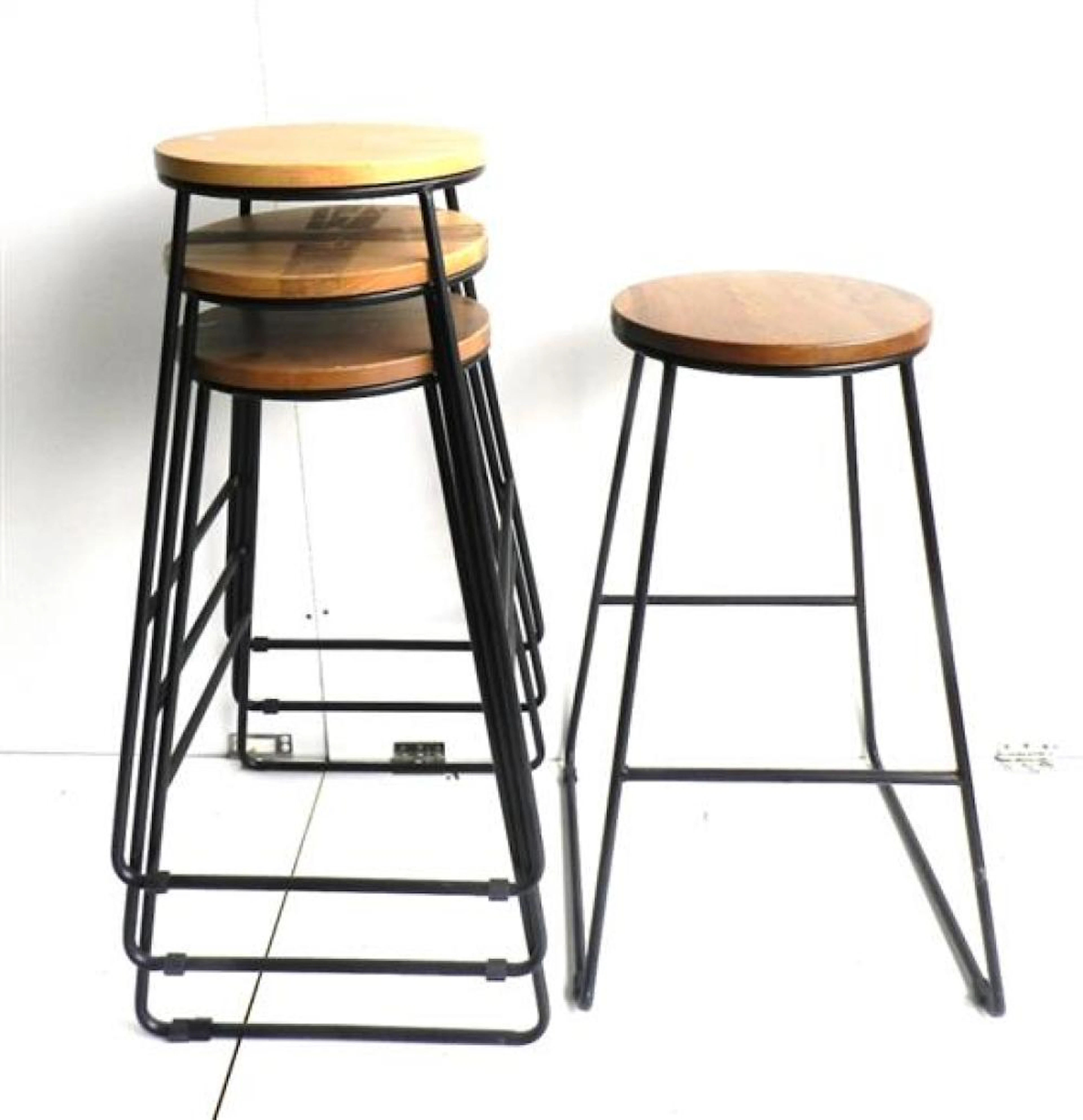 Four Freedom Polo Timber & Black Metal Bar Stools (RRP $79 each)