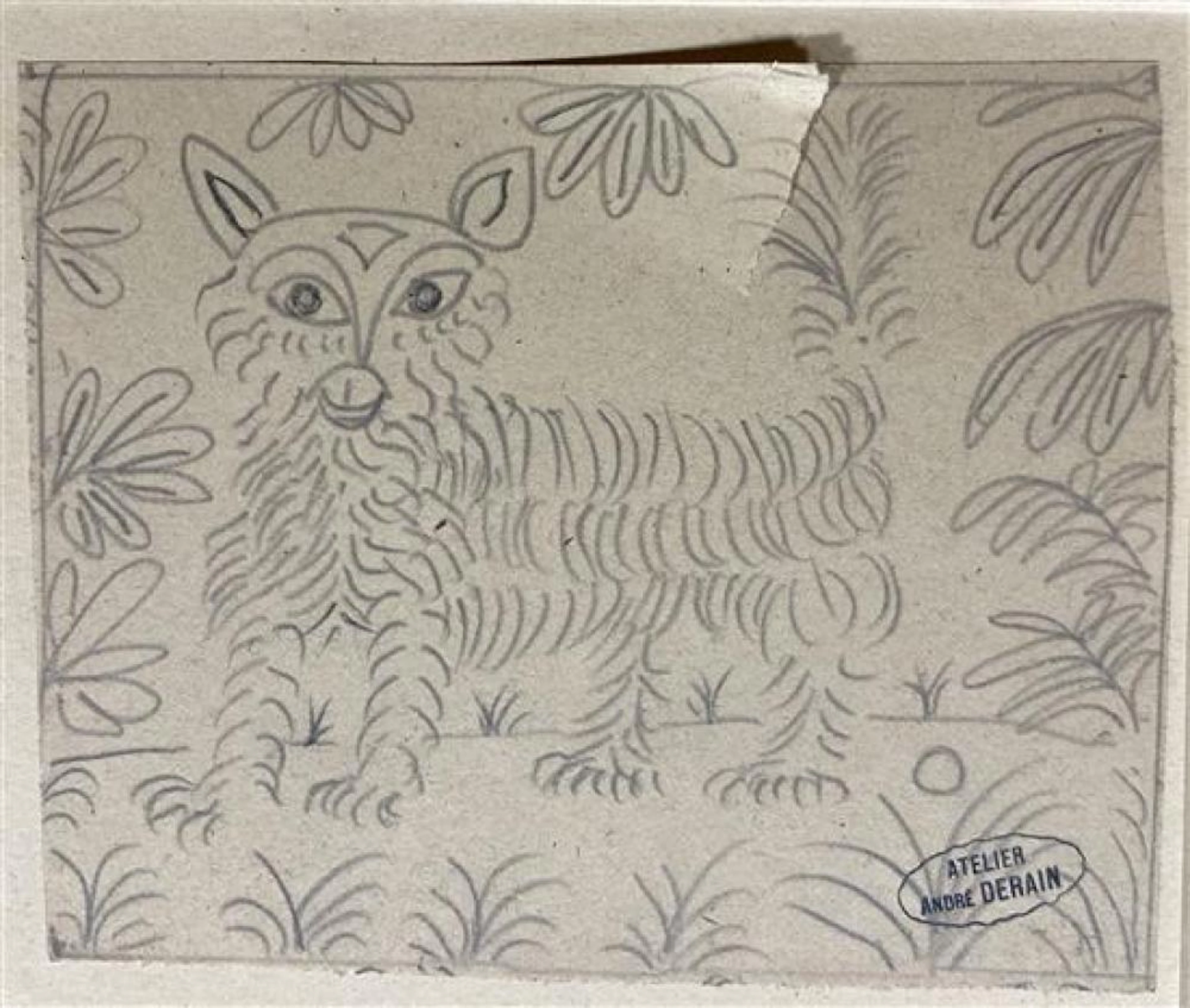 Andre Derain (1880-1954) France Le Chat dans Le Jardin Pencil