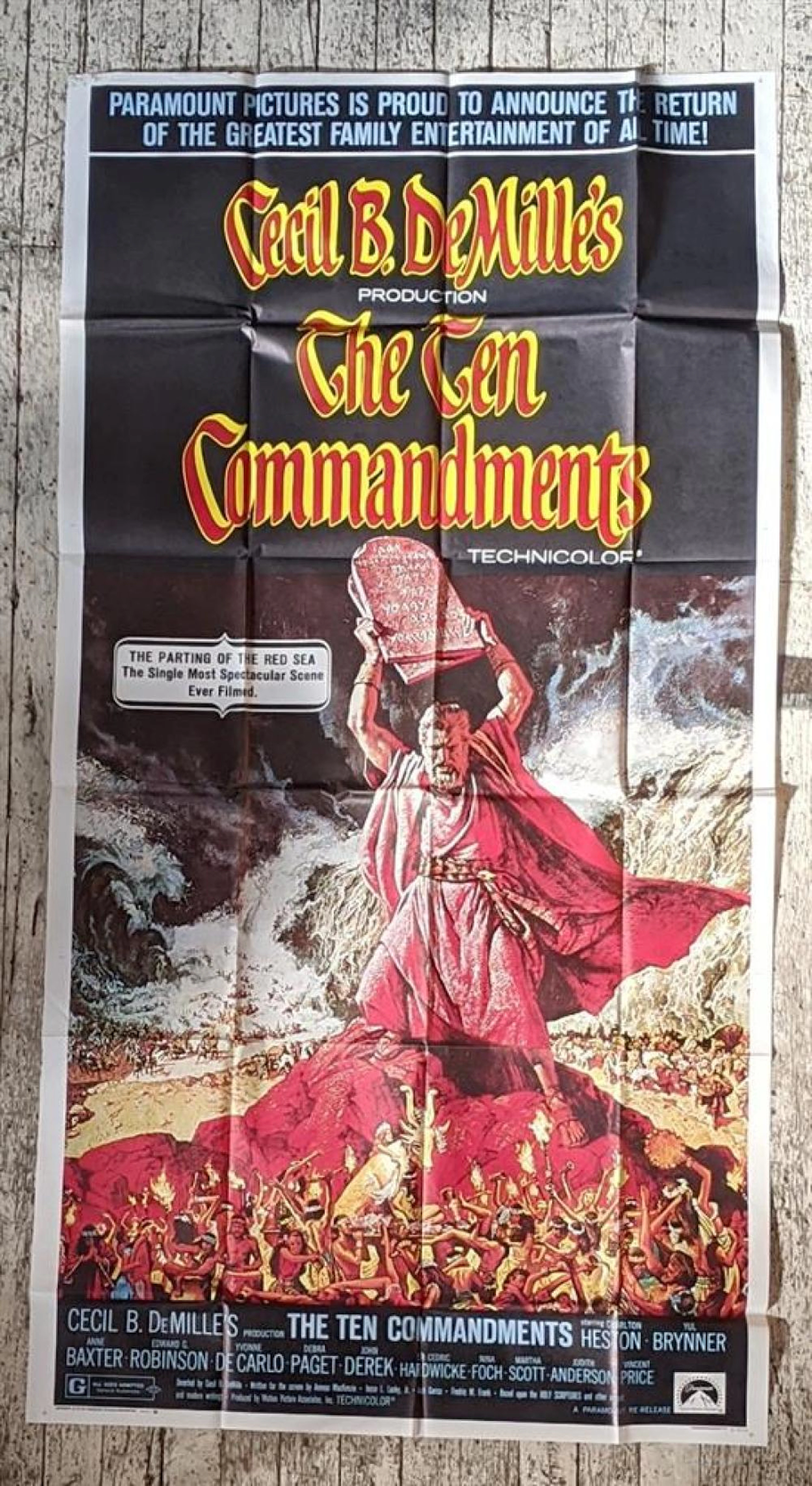 The Ten Commandments. 3 Sheet Poster (1956).