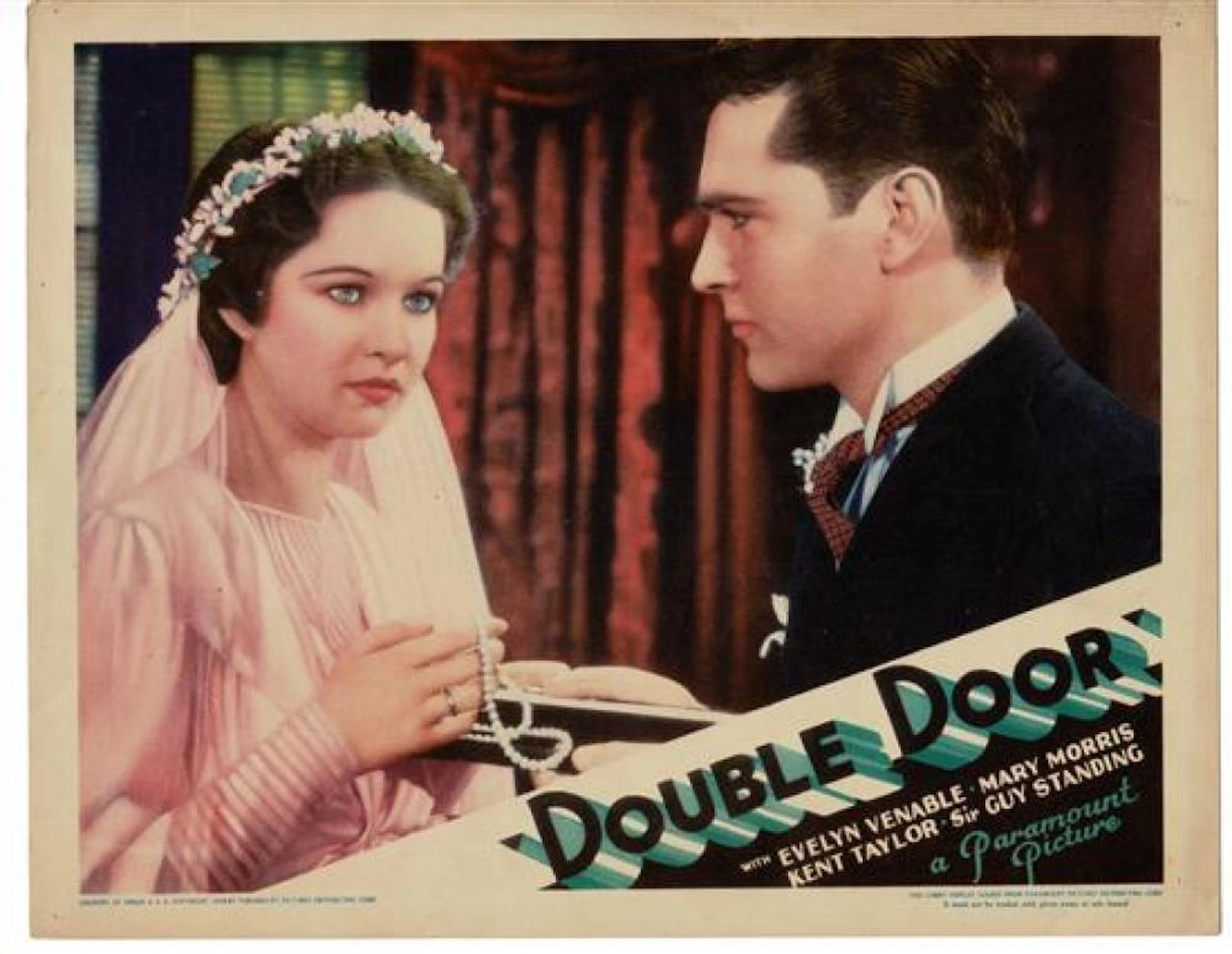 Double Door. Starring Evelyn Venable. Two (2) colourised Lobby Cards (1932).