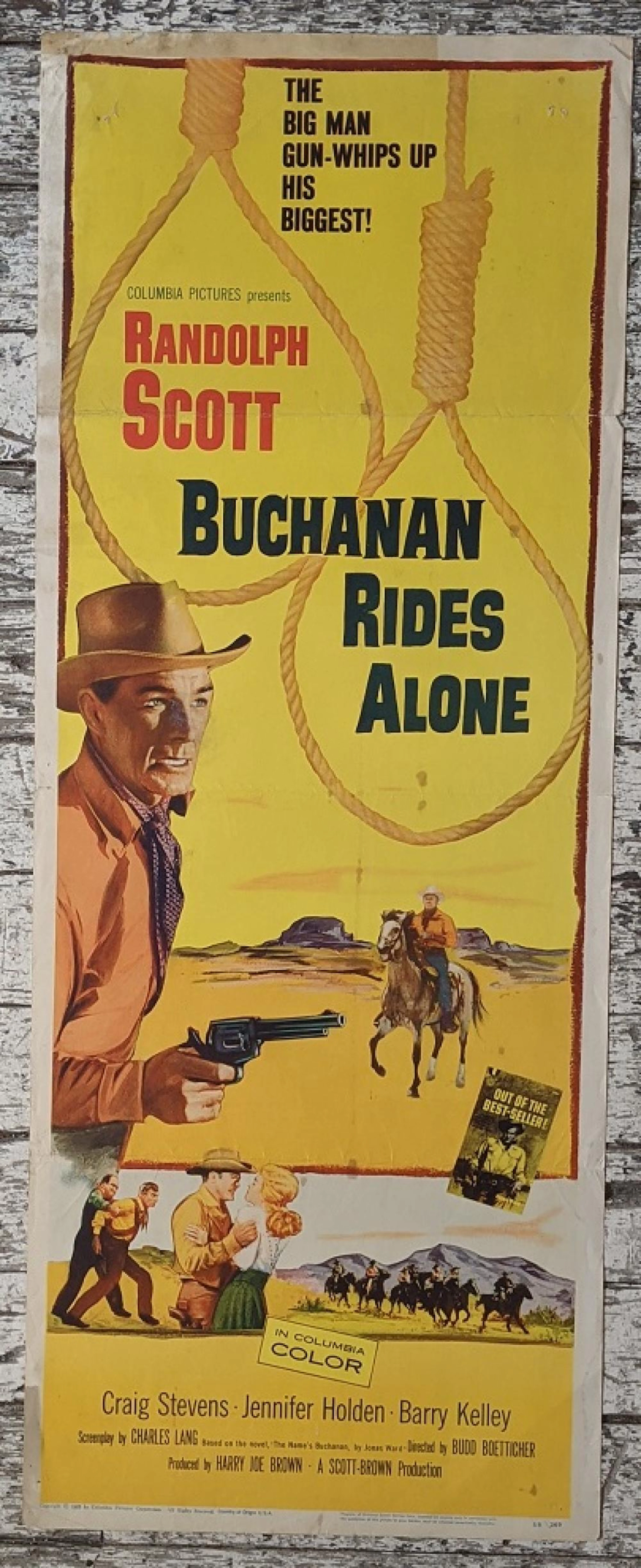 Buchanan Rides Alone. Starring Randolph Scott. Daybill Colour Movie Poster.