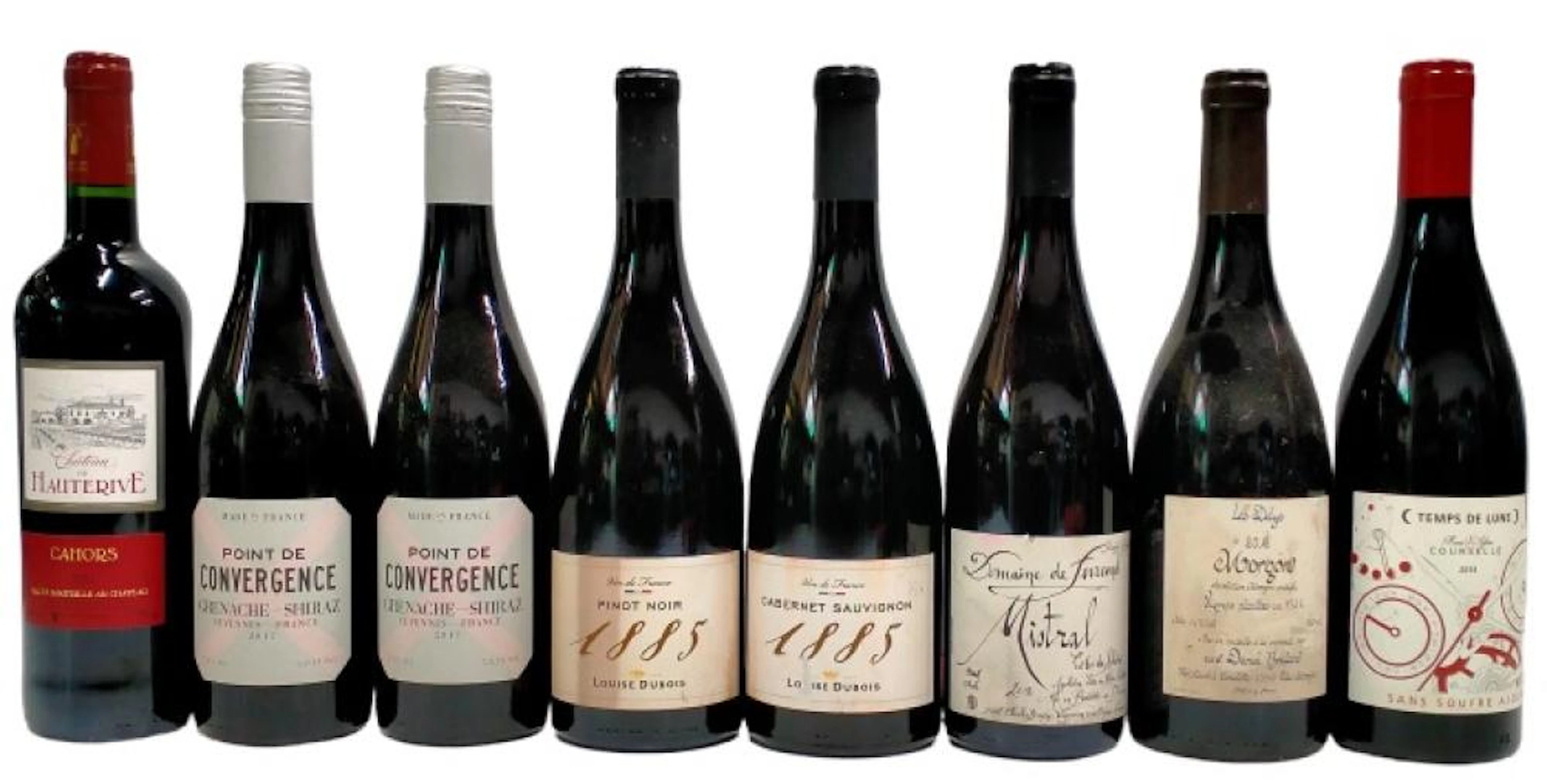 Eight Assorted French Red Wines 750mL,