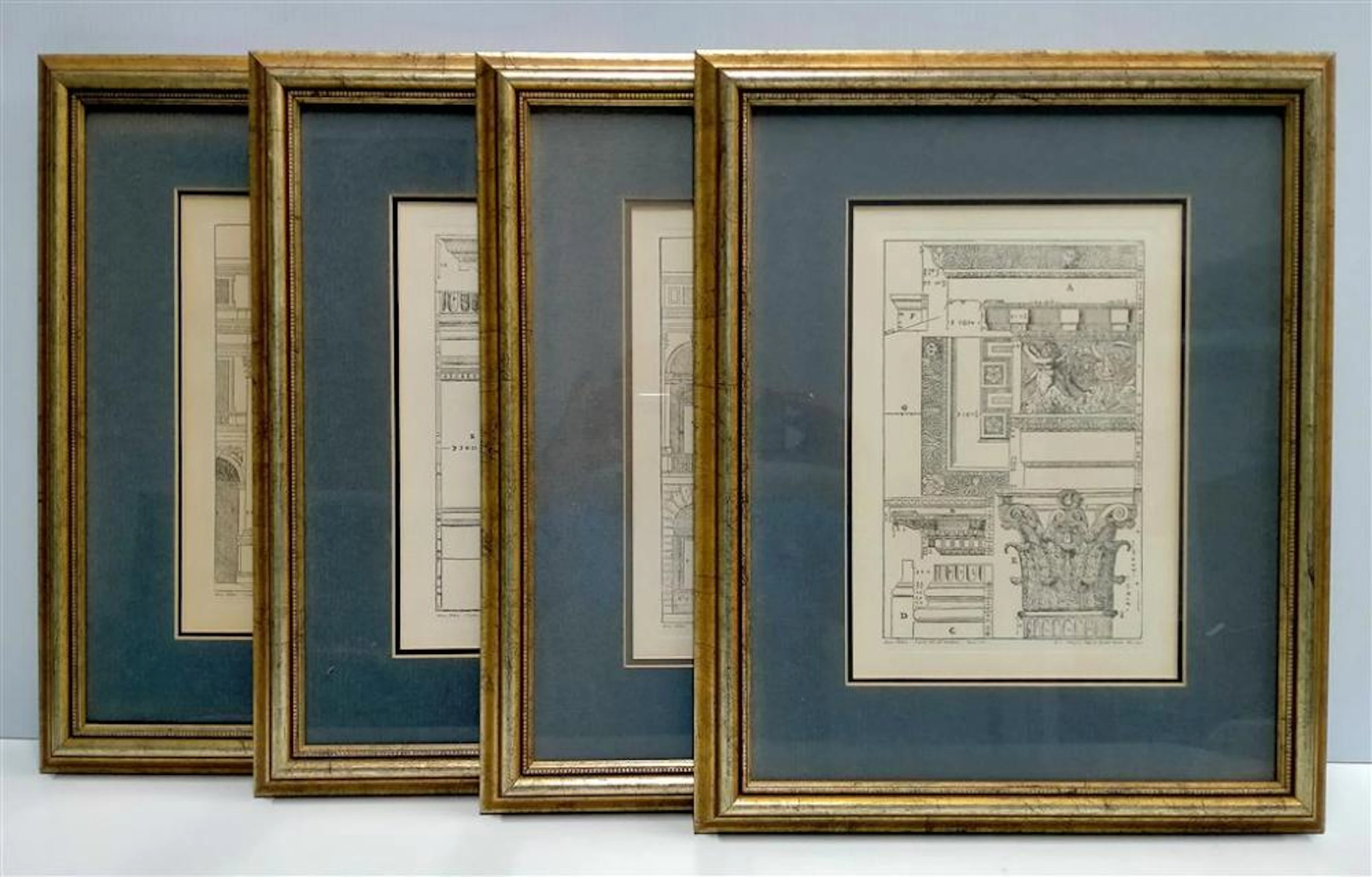 Four framed architectural prints, framed size 50 x 41 cm