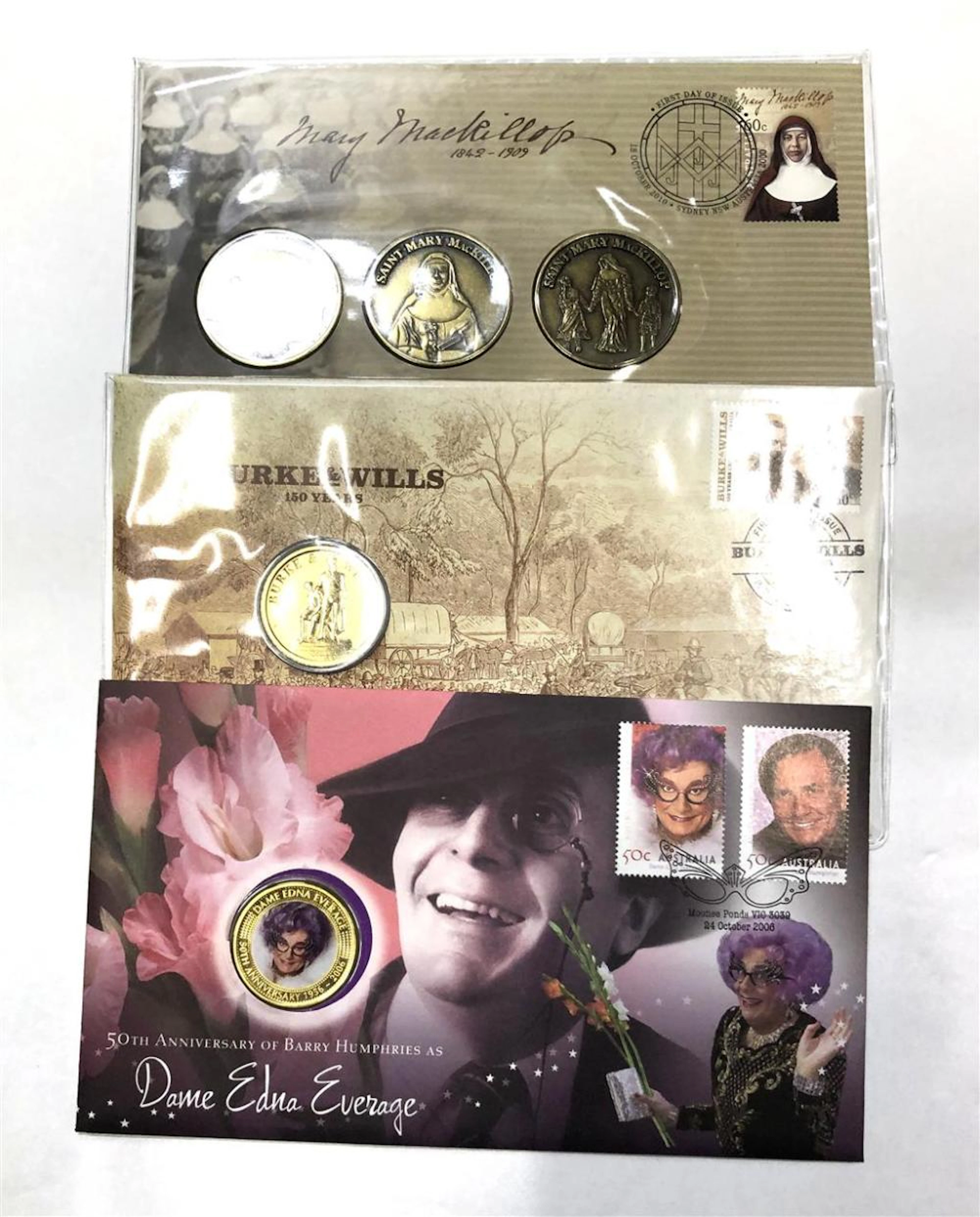 Three Australia Post Recognisable Figures Stamp & Coin Covers,