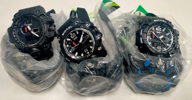 Six assorted sports watches marked Smael etc.