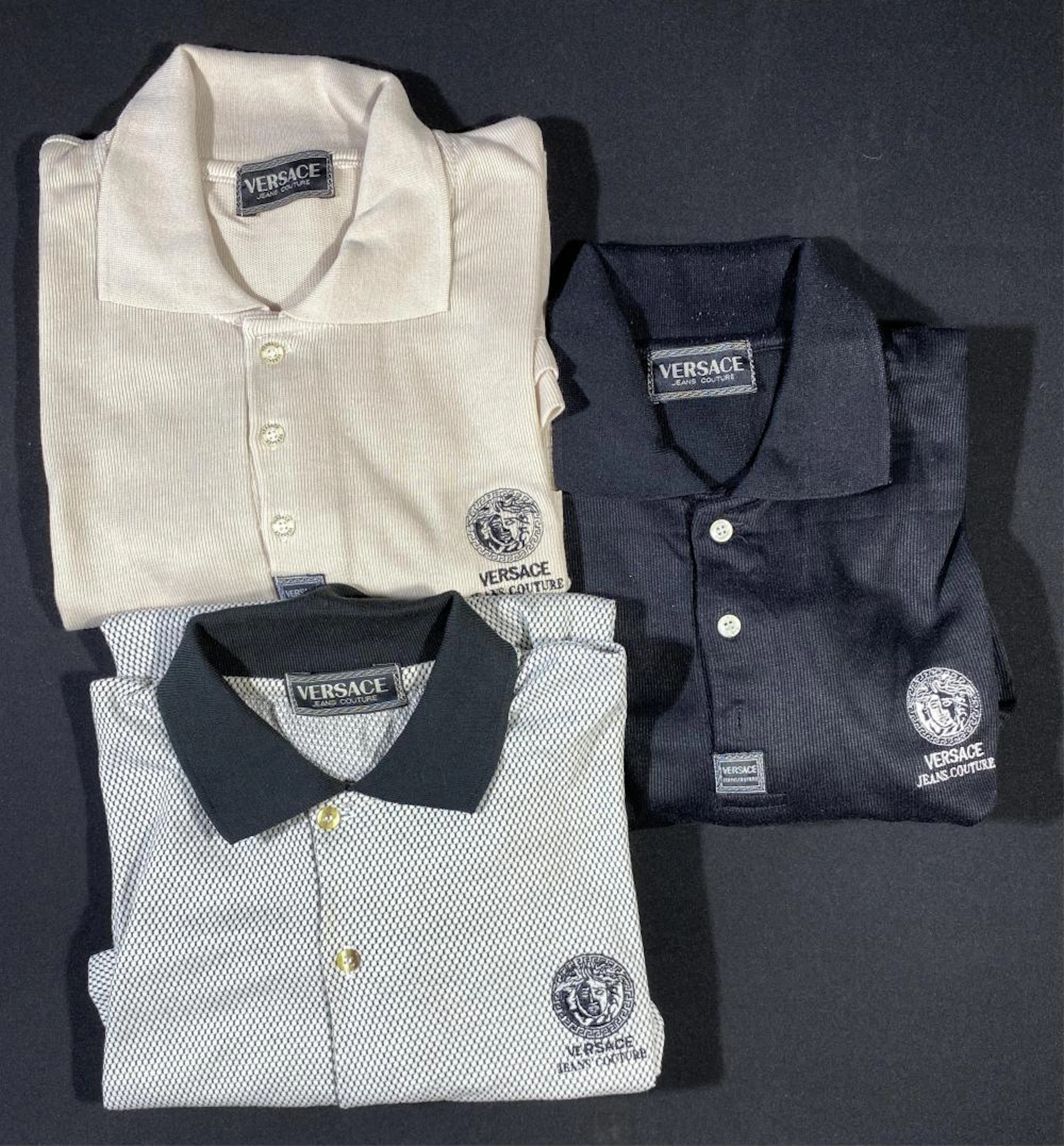 Versace Jeans Couture: Three Textured Collared T-Shirts
