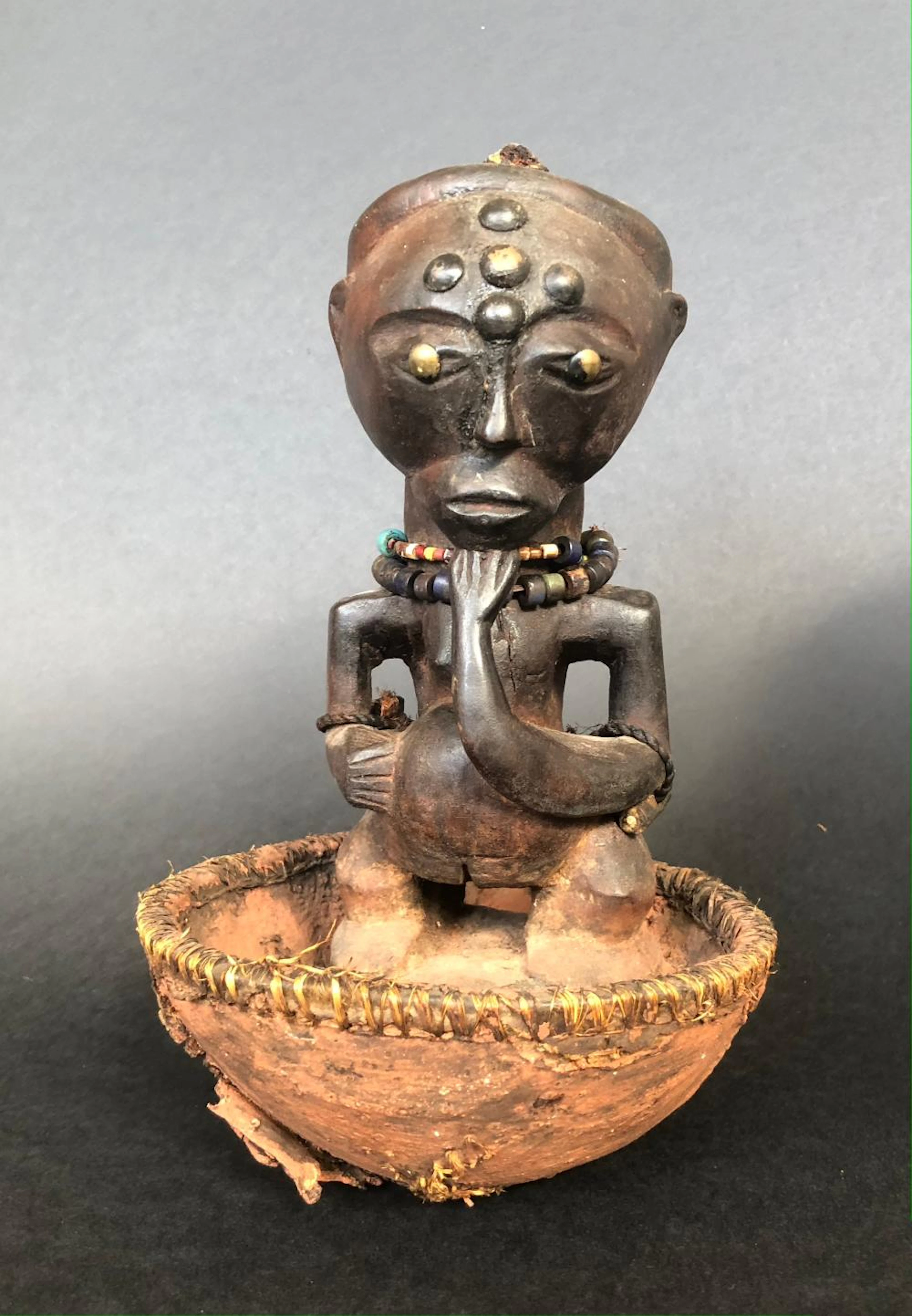 Songye Divination Bowl with Figure, Democratic Republic of the Congo