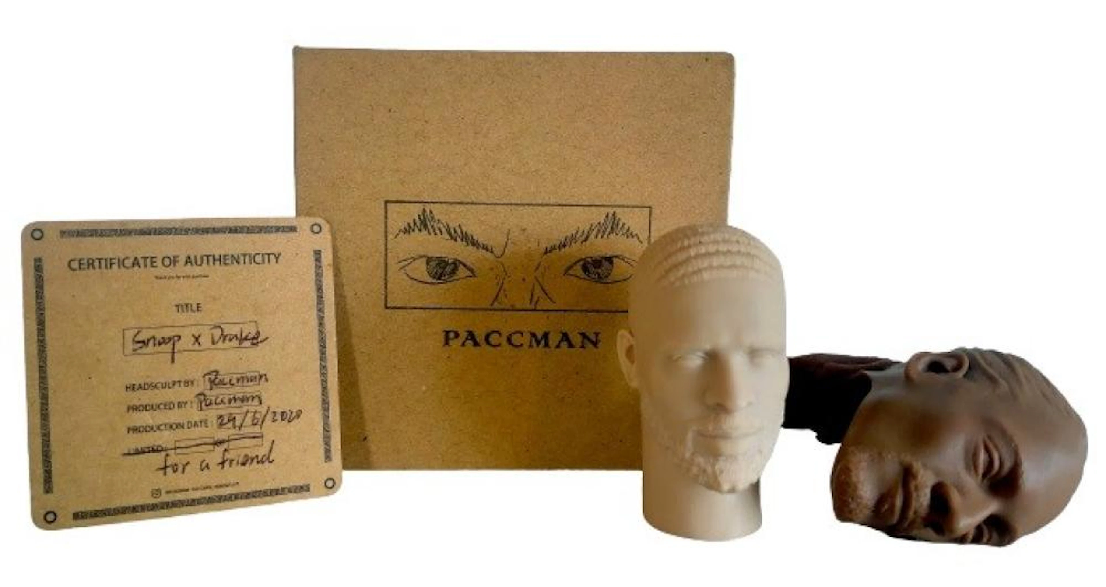 Two limited edition head sculptures marked Paccman Headsculpt