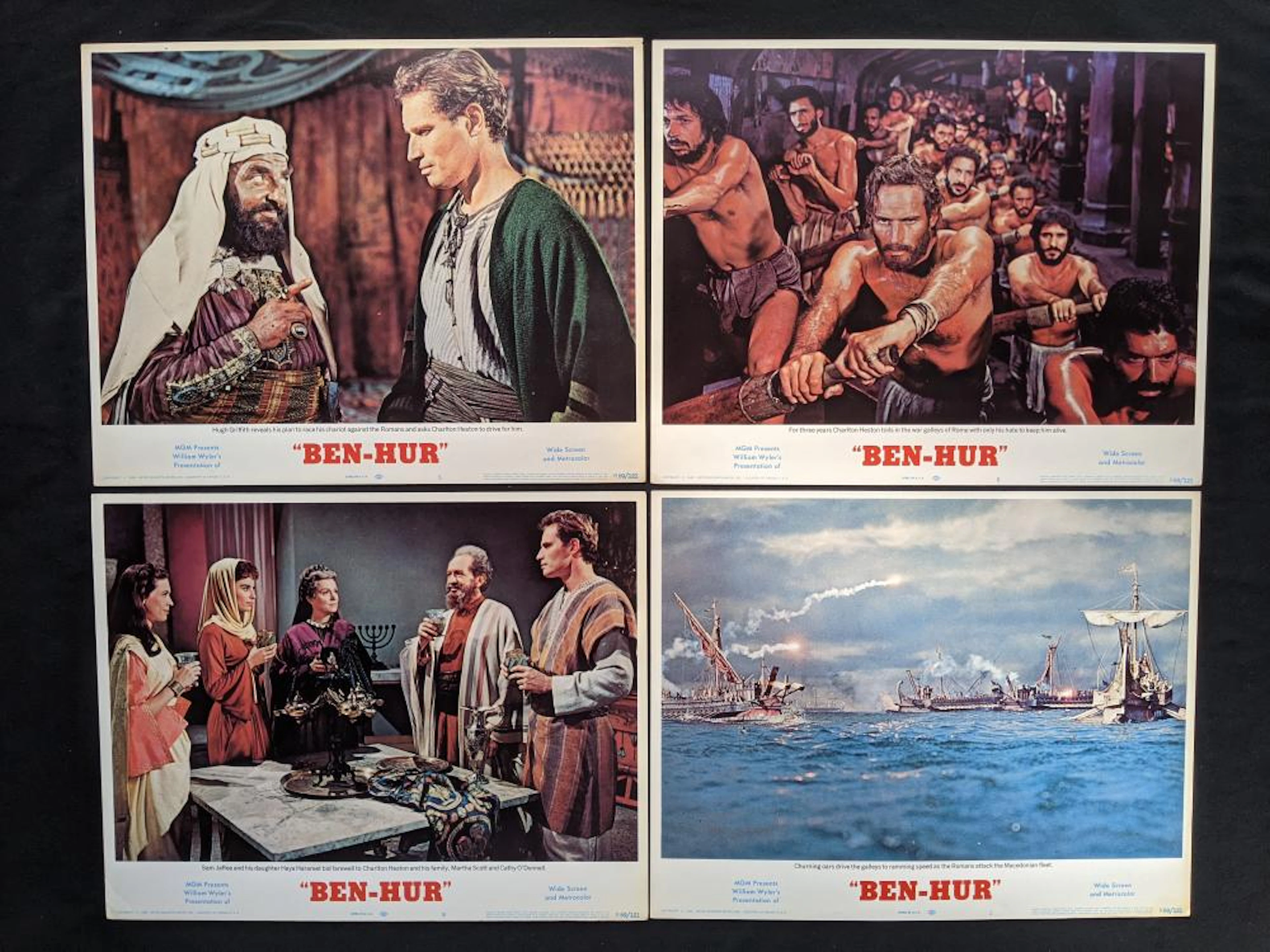 Ben-Hur, Starring Charlton Heston, 1969, Four USA Lobby Cards