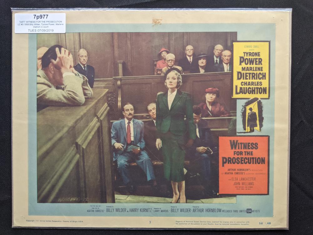 Witness For The Prosecution, 1958, Starring Marlene Dietrich. Lobby ...