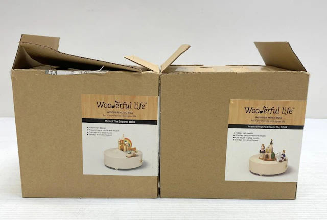 Two wooden music boxes